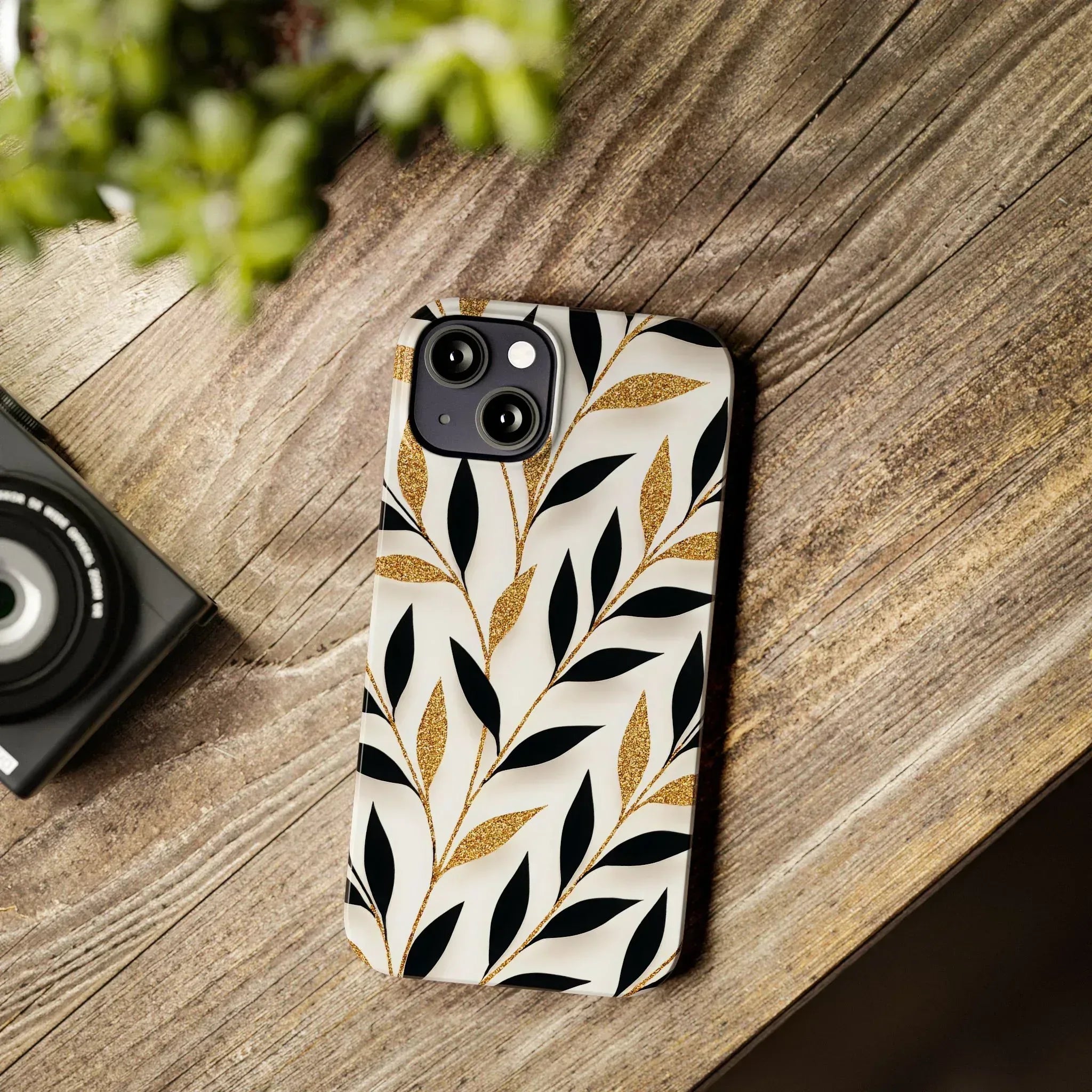Botanical Gold Leaf Phone Case for iPhone 11-17 - KARARMDESIGN