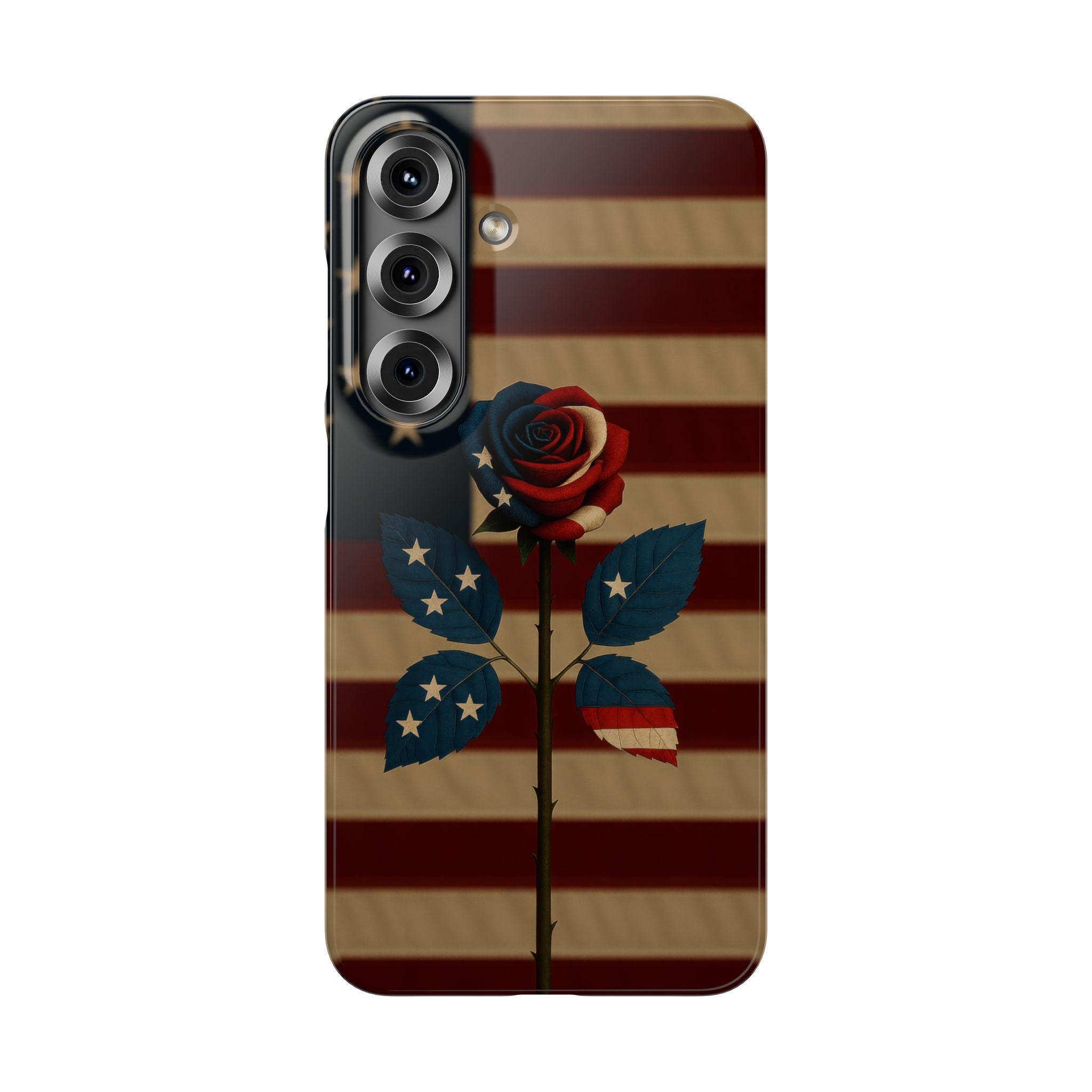 American Rose Flag Phone Case for iPhone 8-17 and Galaxy S20-S26