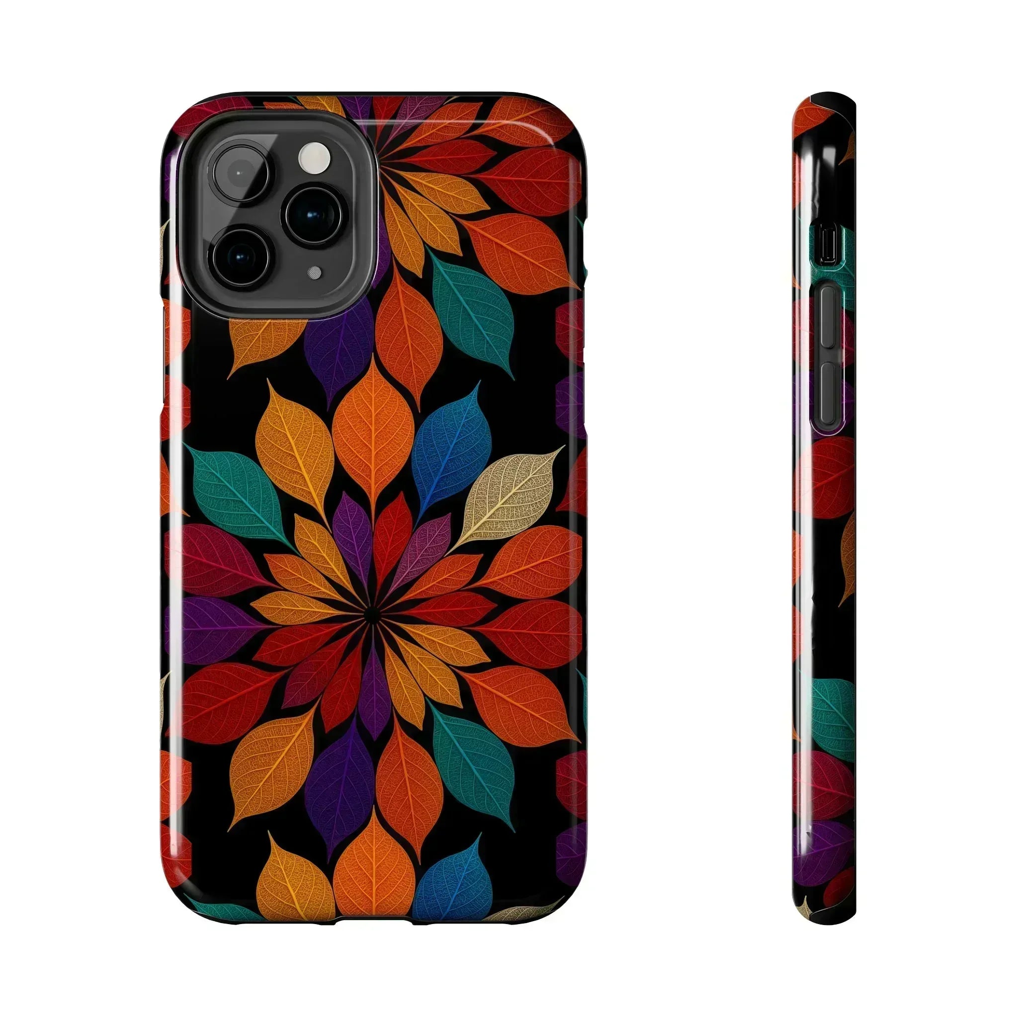 Leaf Mandala Phone Case for iPhone 11-16 and Galaxy S21-S24 - KARARMDESIGN
