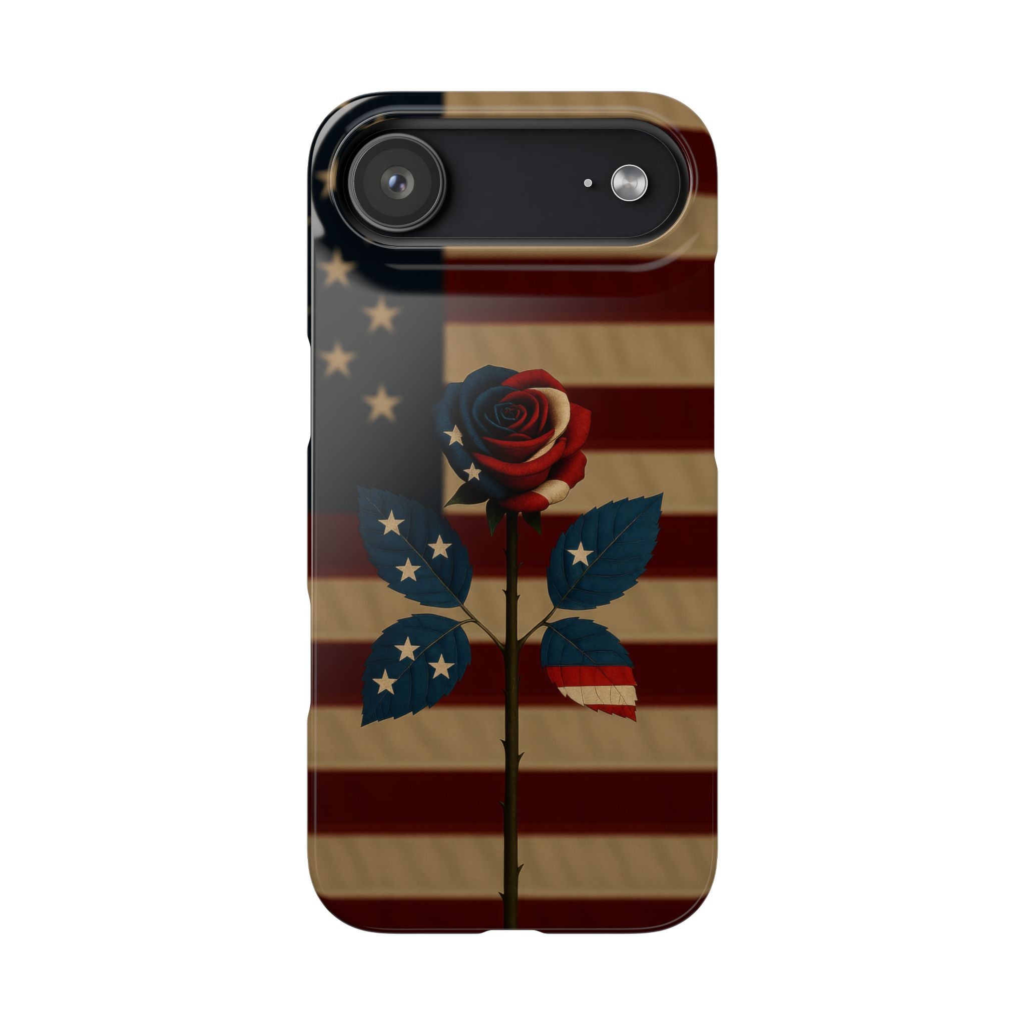 American Rose Flag Phone Case for iPhone 8-17 and Galaxy S20-S26