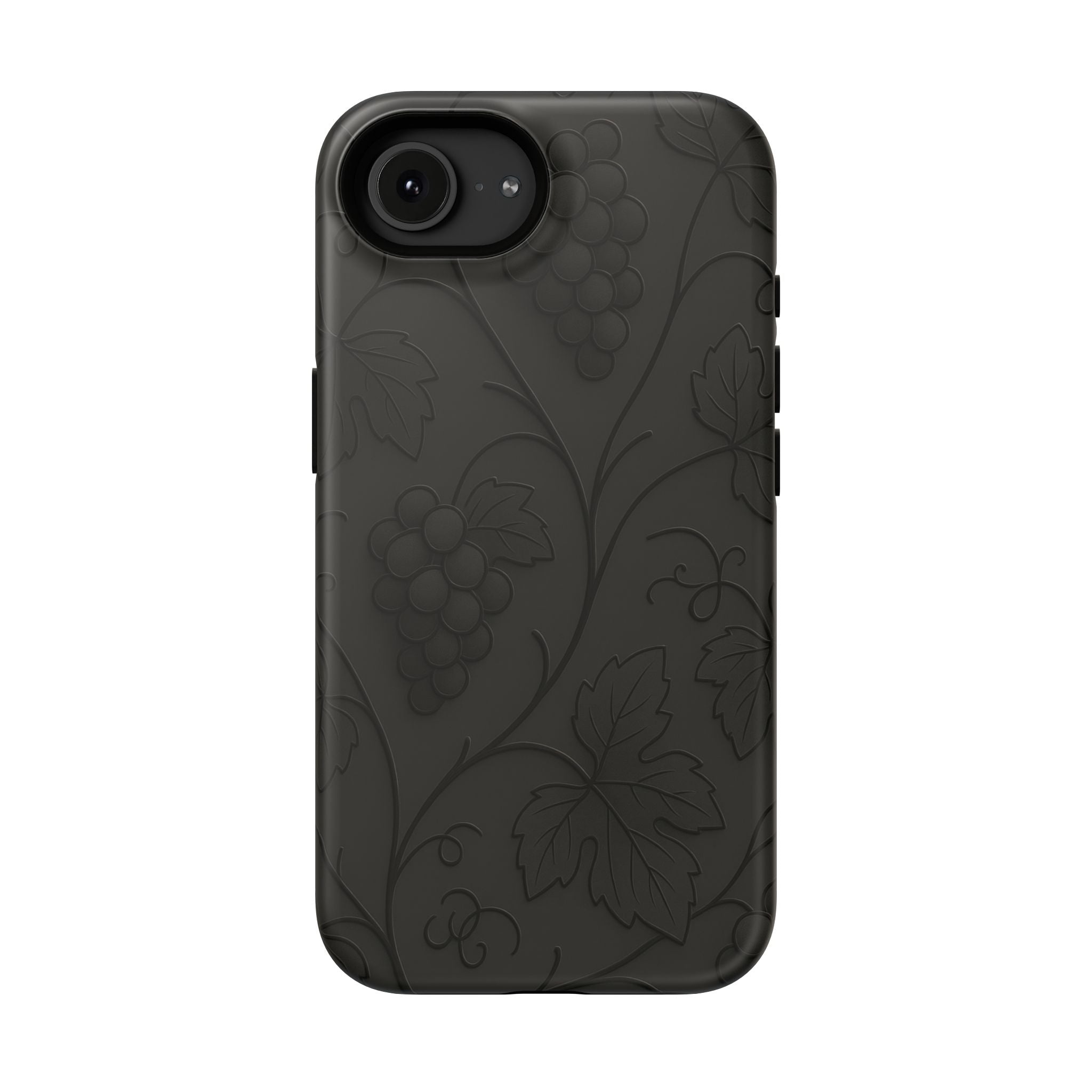 Embossed Grape Leaf Phone Case – Elegant Black Design for iPhone & Samsung