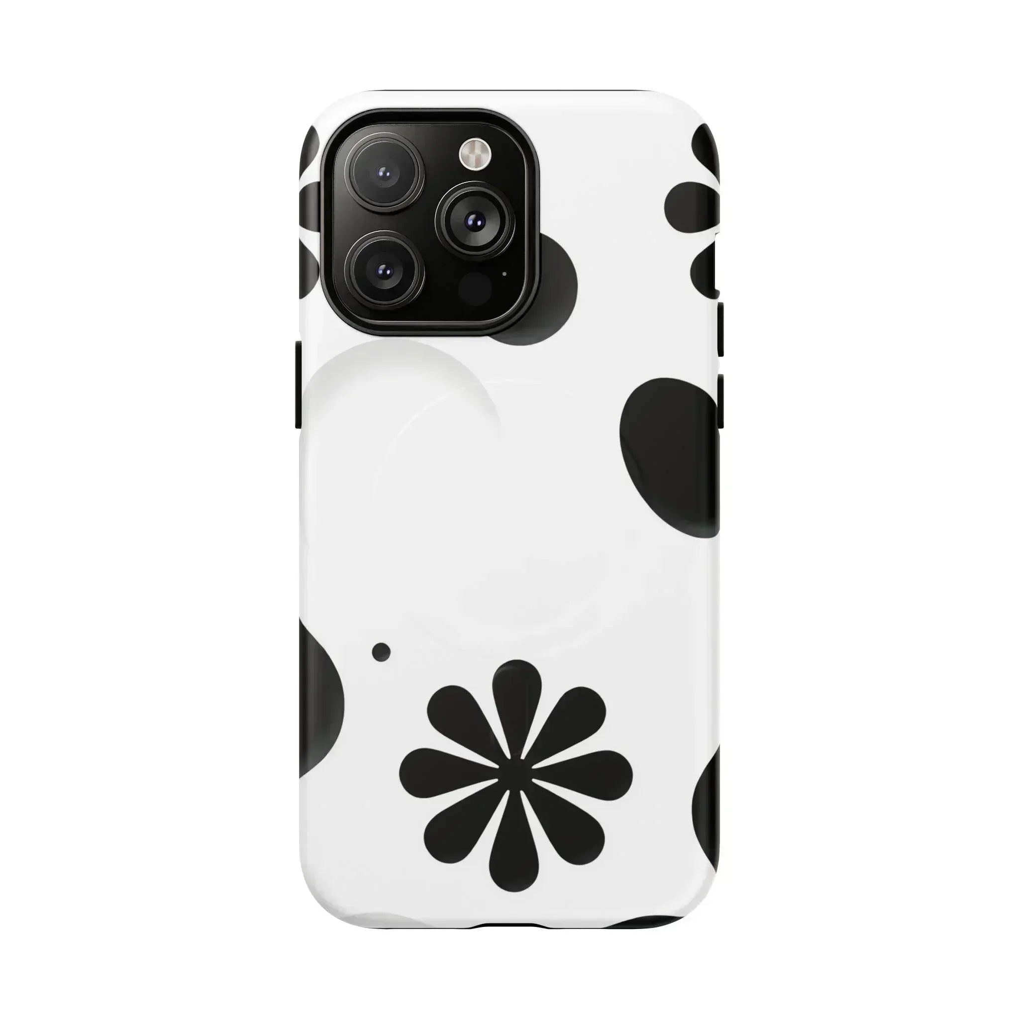 Elegant Black Floral Magnetic Phone Case for iPhone 14-16 - KARARMDESIGN