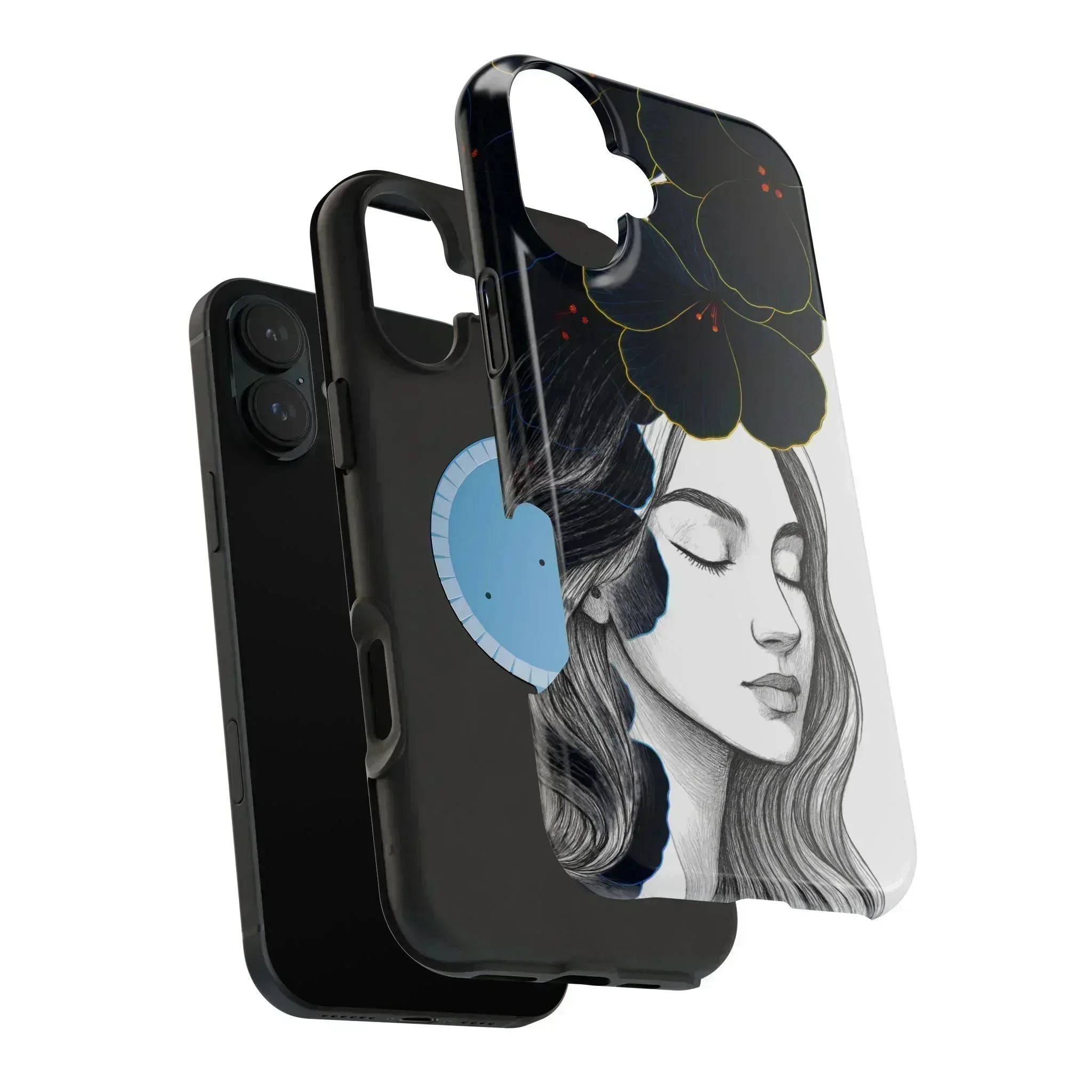 Dark Floral Elegance Phone Case for iPhone 13-16 - KARARMDESIGN