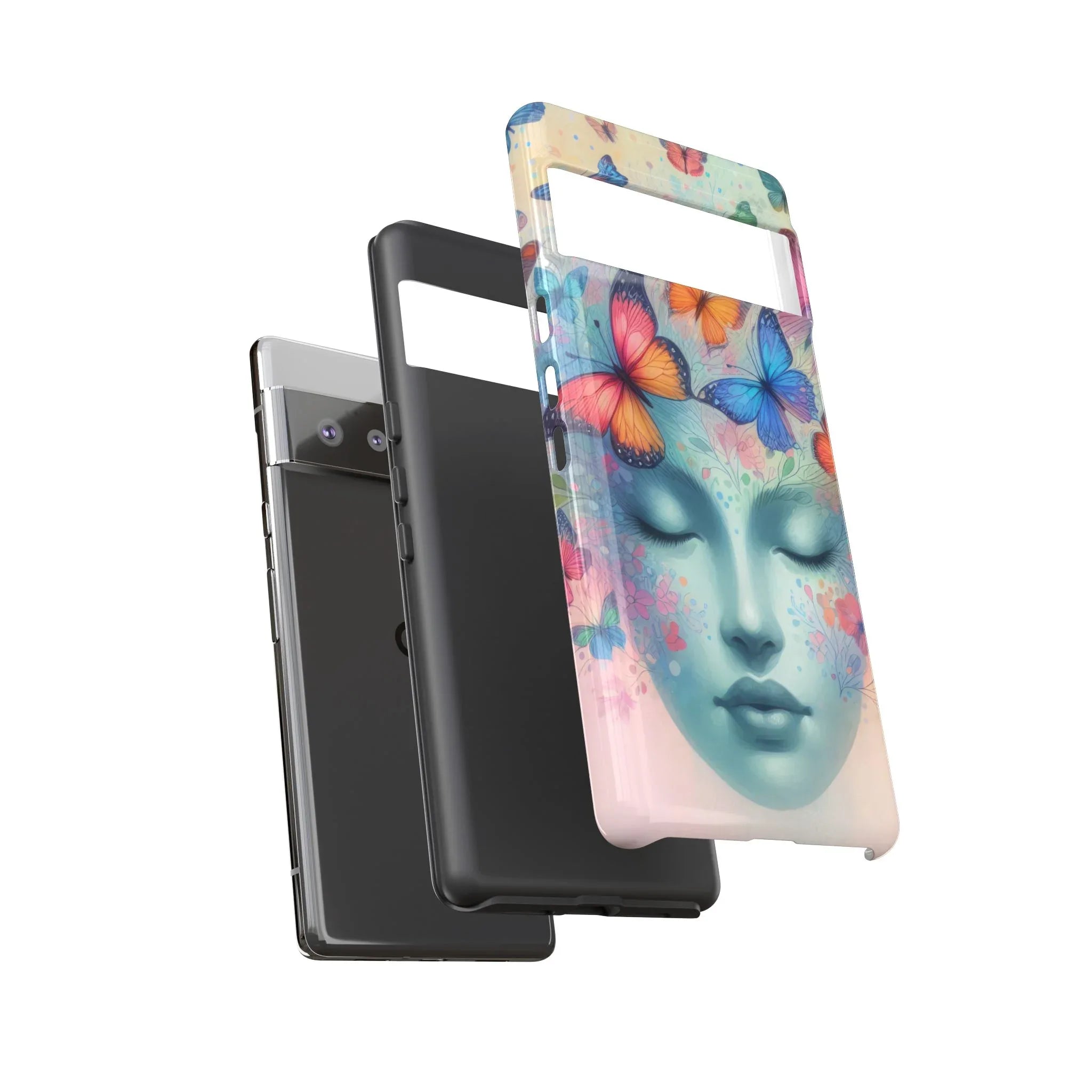 Butterfly Bloom Dreamy Woman Phone Case for Galaxy and Pixel - KARARMDESIGN