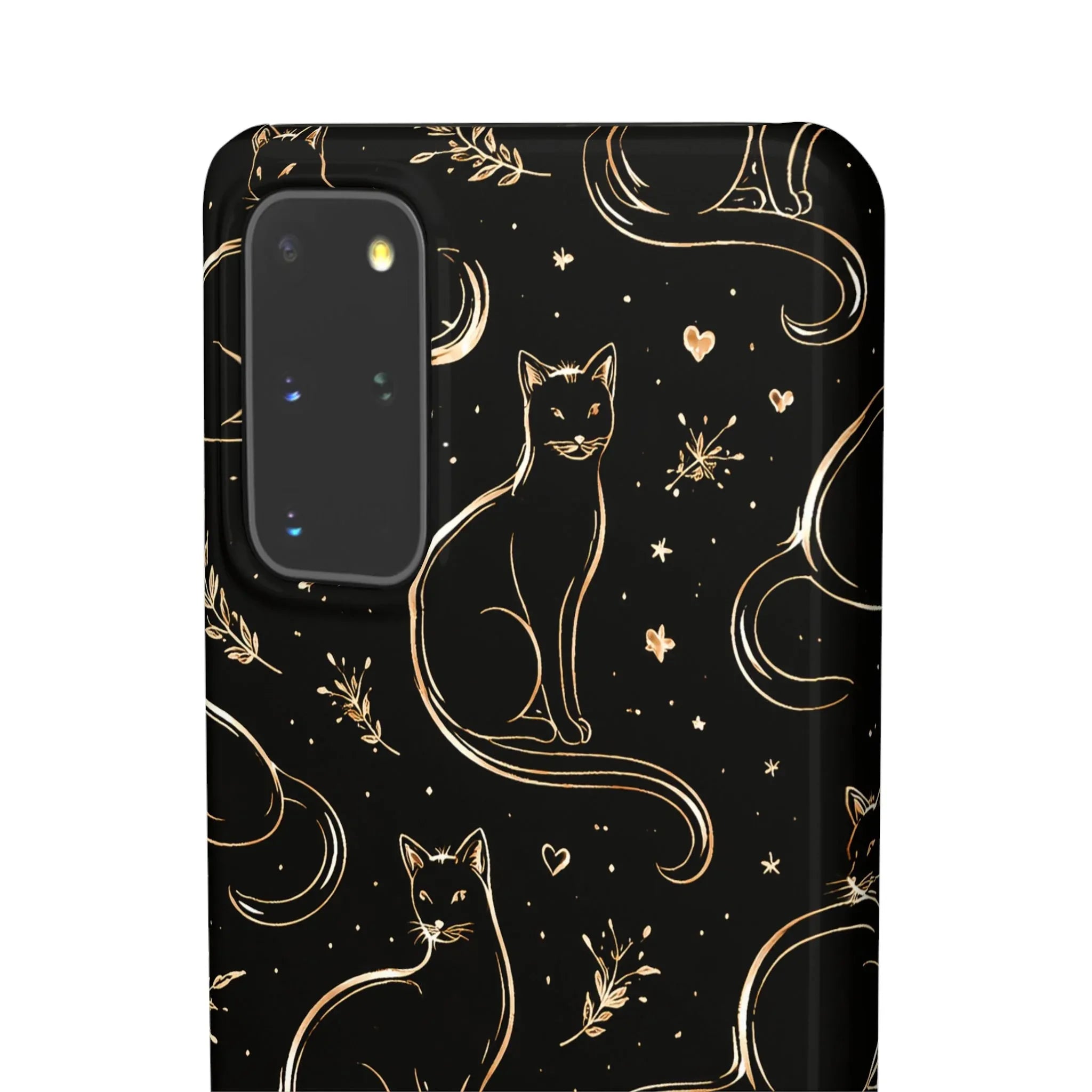 Golden Cat Pattern Phone Case for iPhone 11–17 & Galaxy S21–S25 - KARARMDESIGN
