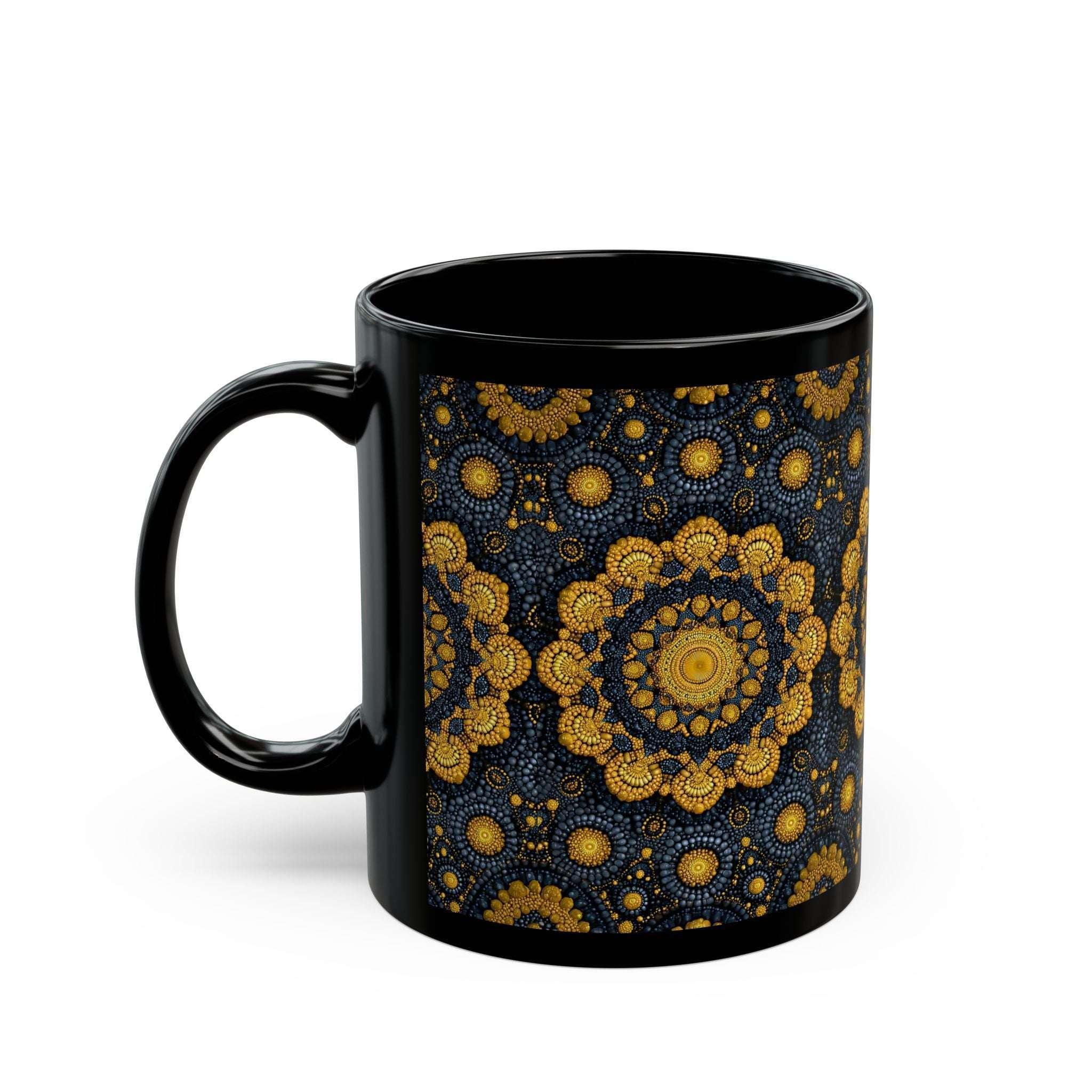 Golden Mandala Nightfall Mug - Black Mug (11oz, 15oz) - KARARMDESIGN