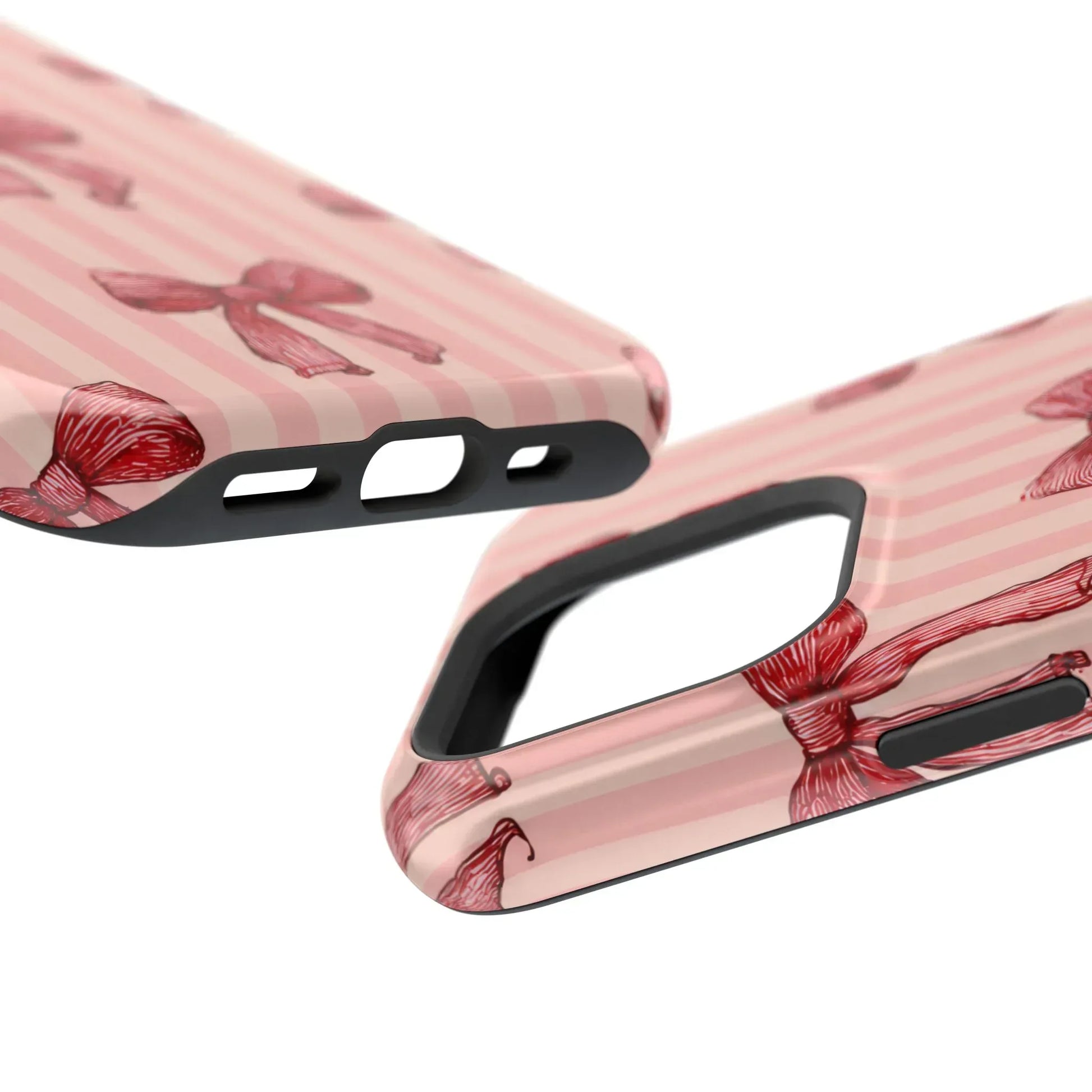 Red Bow Stripe Phone Case for iPhone 11-17 & Galaxy S21-S22 - KARARMDESIGN