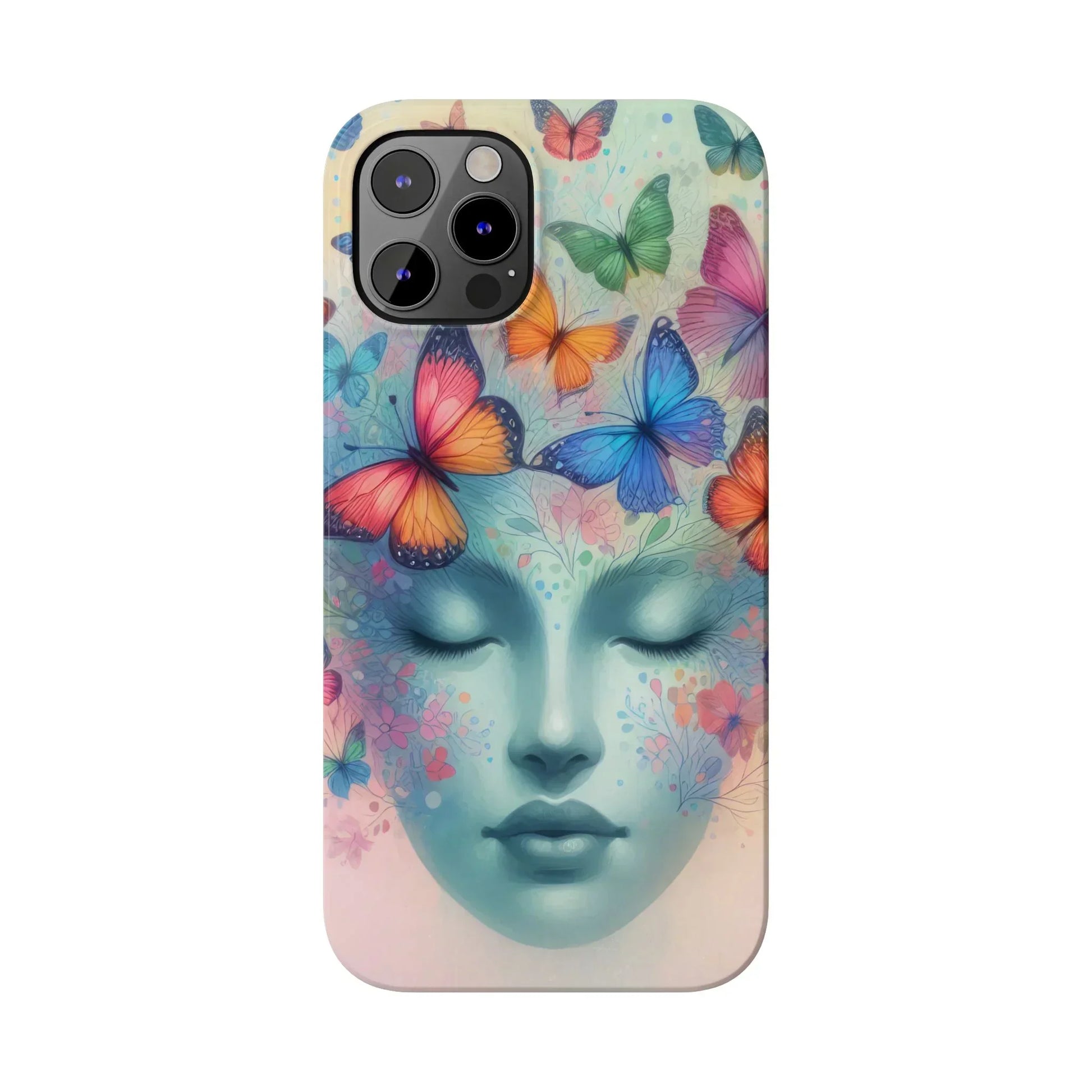 Butterfly Bloom Dreamy Woman with Closed Eyes Tough Phone Case for iPhone - KarArmDesign