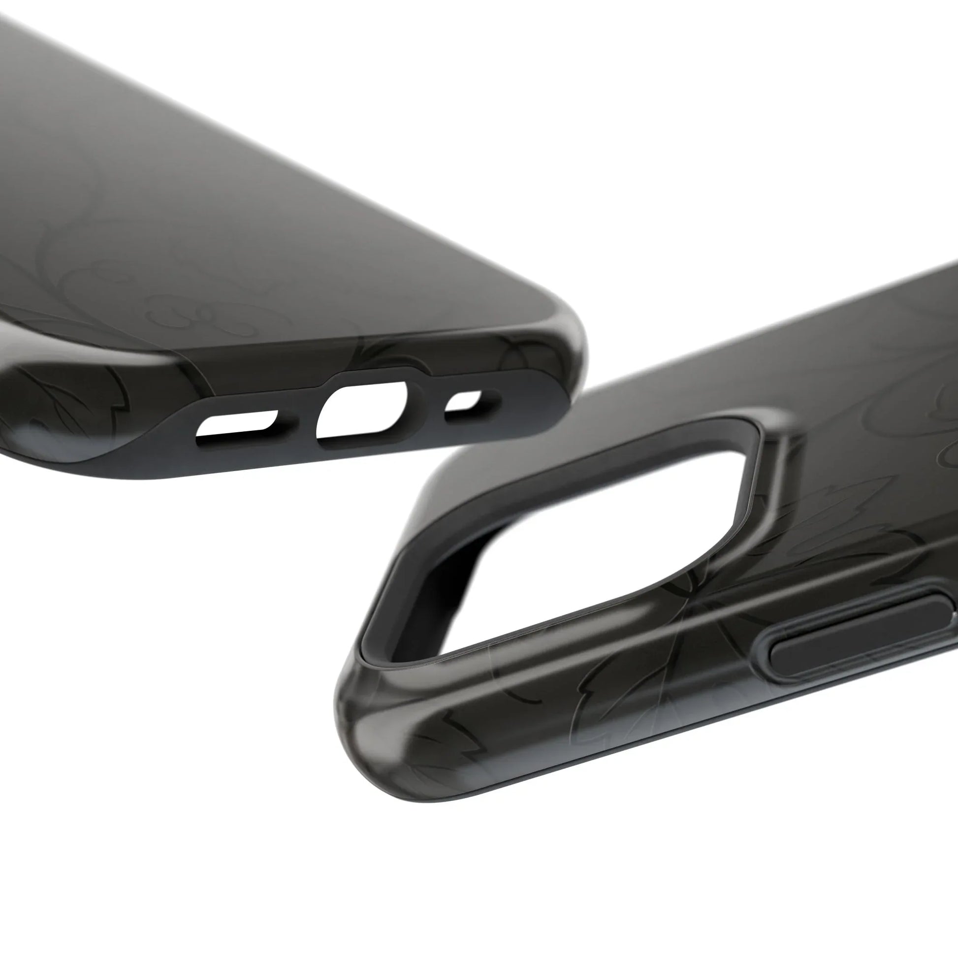 Elegant Embossed Grape Leaf Black Phone Case for iPhone and Galaxy - KARARMDESIGN