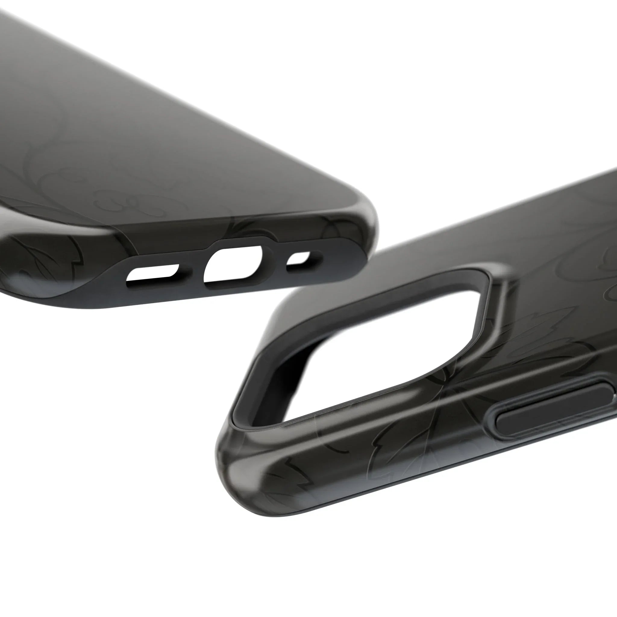Elegant Embossed Grape Leaf Black Phone Case for iPhone and Galaxy - KARARMDESIGN