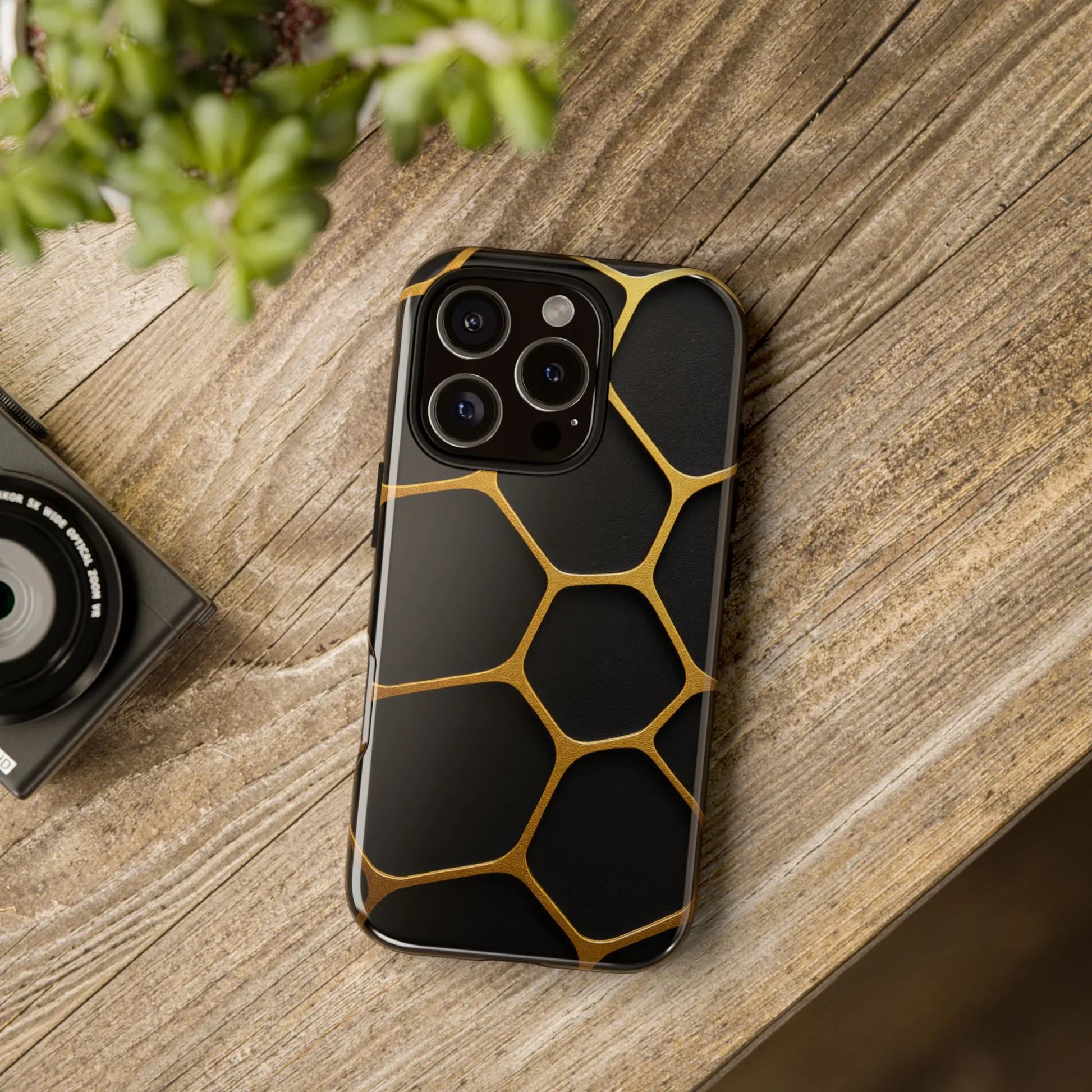 Golden Cellscape Phone Case for iPhone 8-17 and Galaxy S20-S25 - KARARMDESIGN
