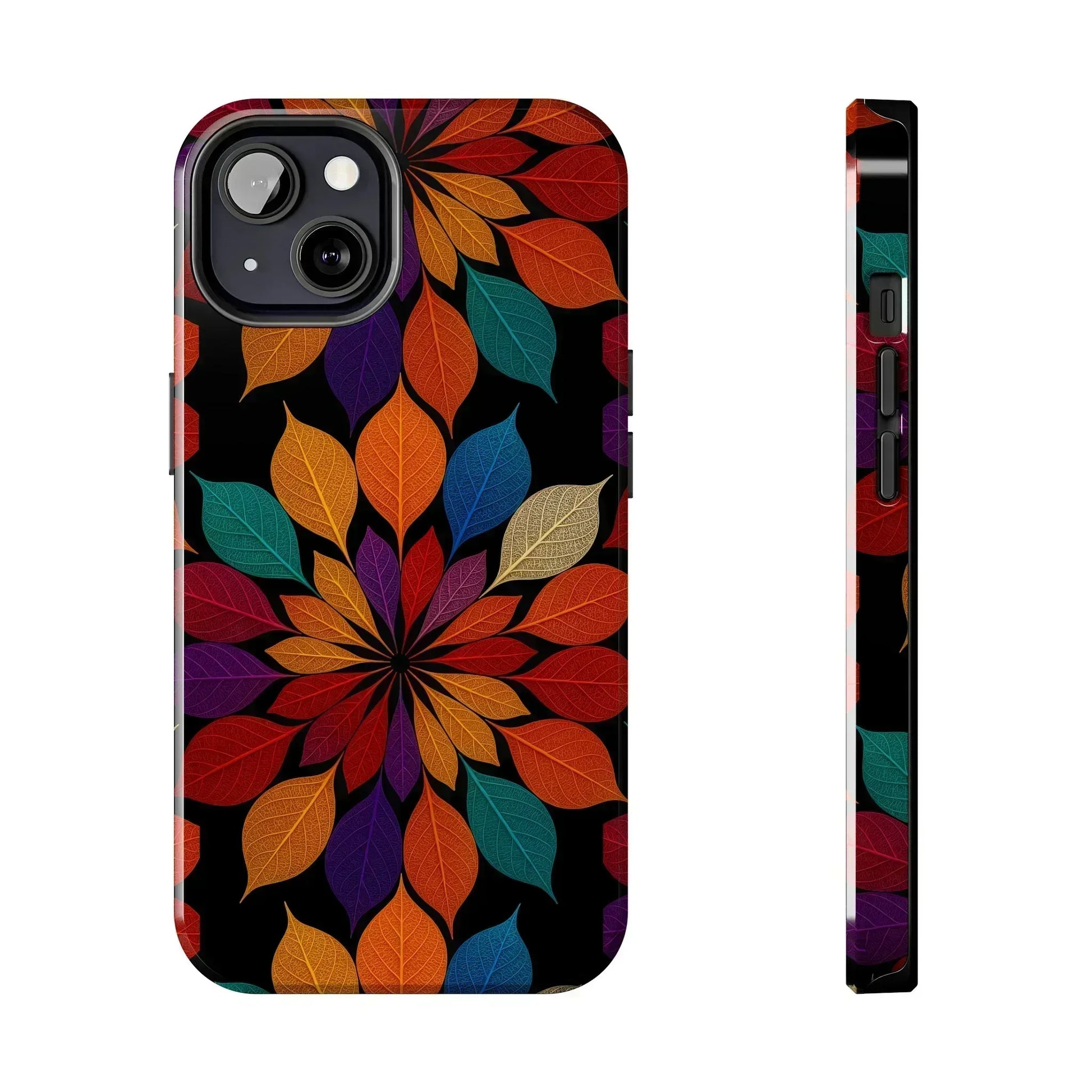 Leaf Mandala Phone Case for iPhone 11-16 and Galaxy S21-S24 - KARARMDESIGN
