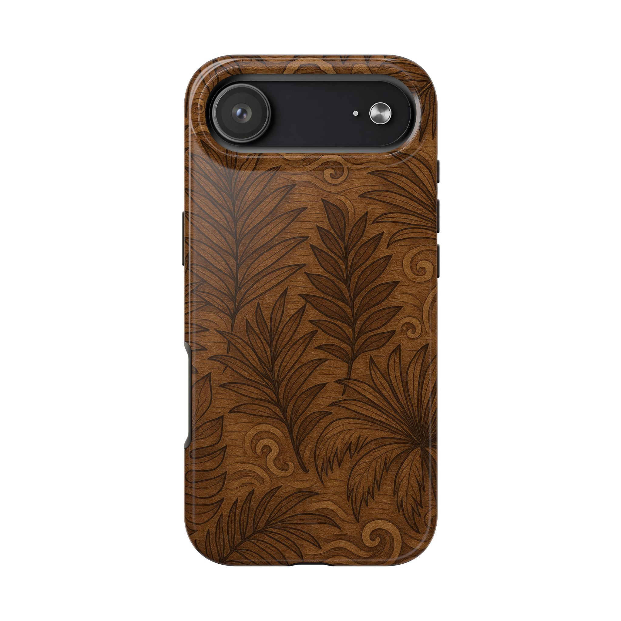 Wood Leaf Armor Phone Case for iPhone 11–17 & Galaxy S21–S26