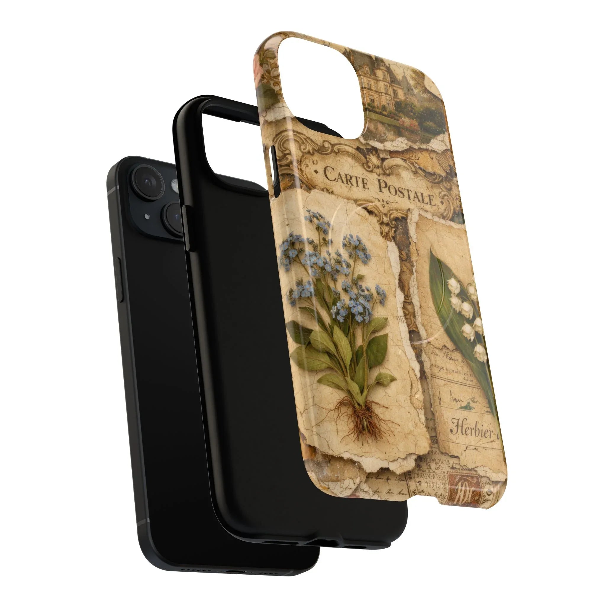 Vintage Botanical Postcard Phone Case for iPhone 13-17 - KARARMDESIGN