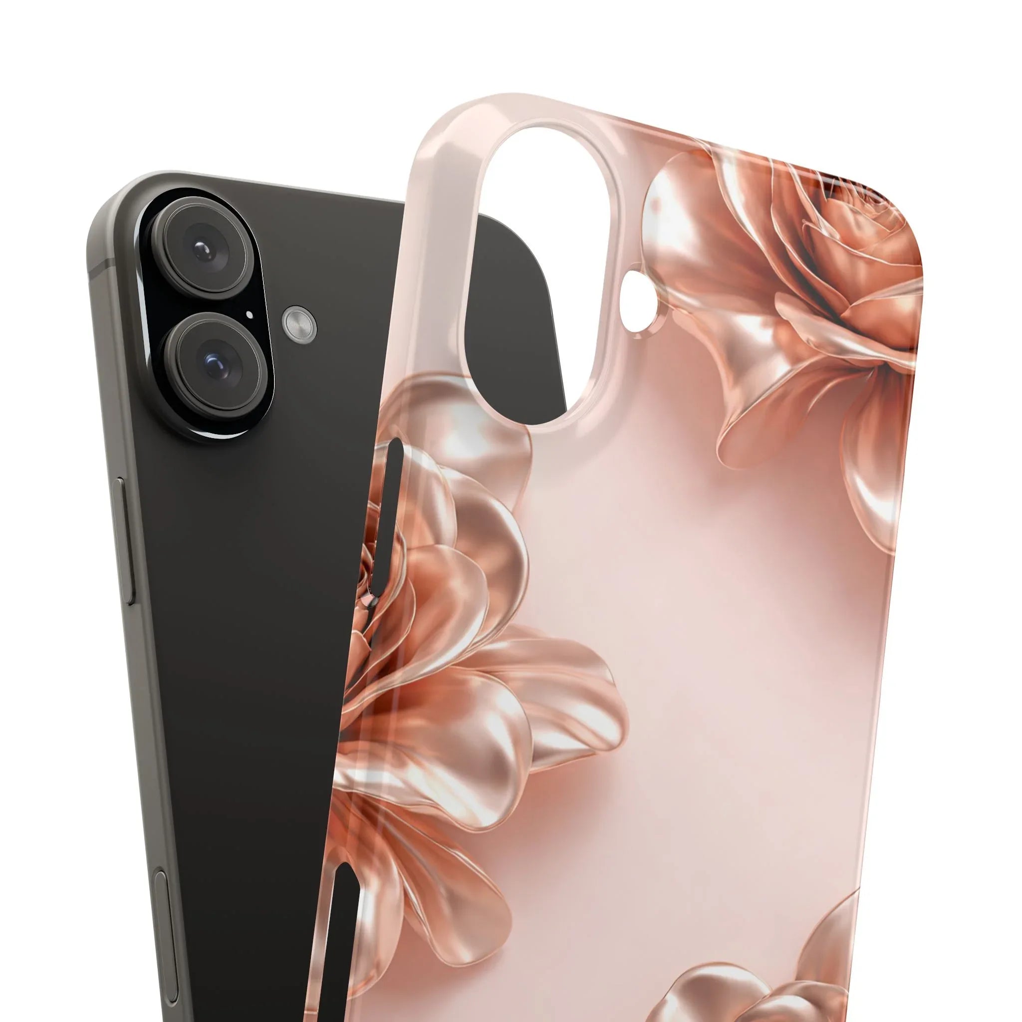 Blush Metallic Flower Case for iPhone 11-17 - KARARMDESIGN