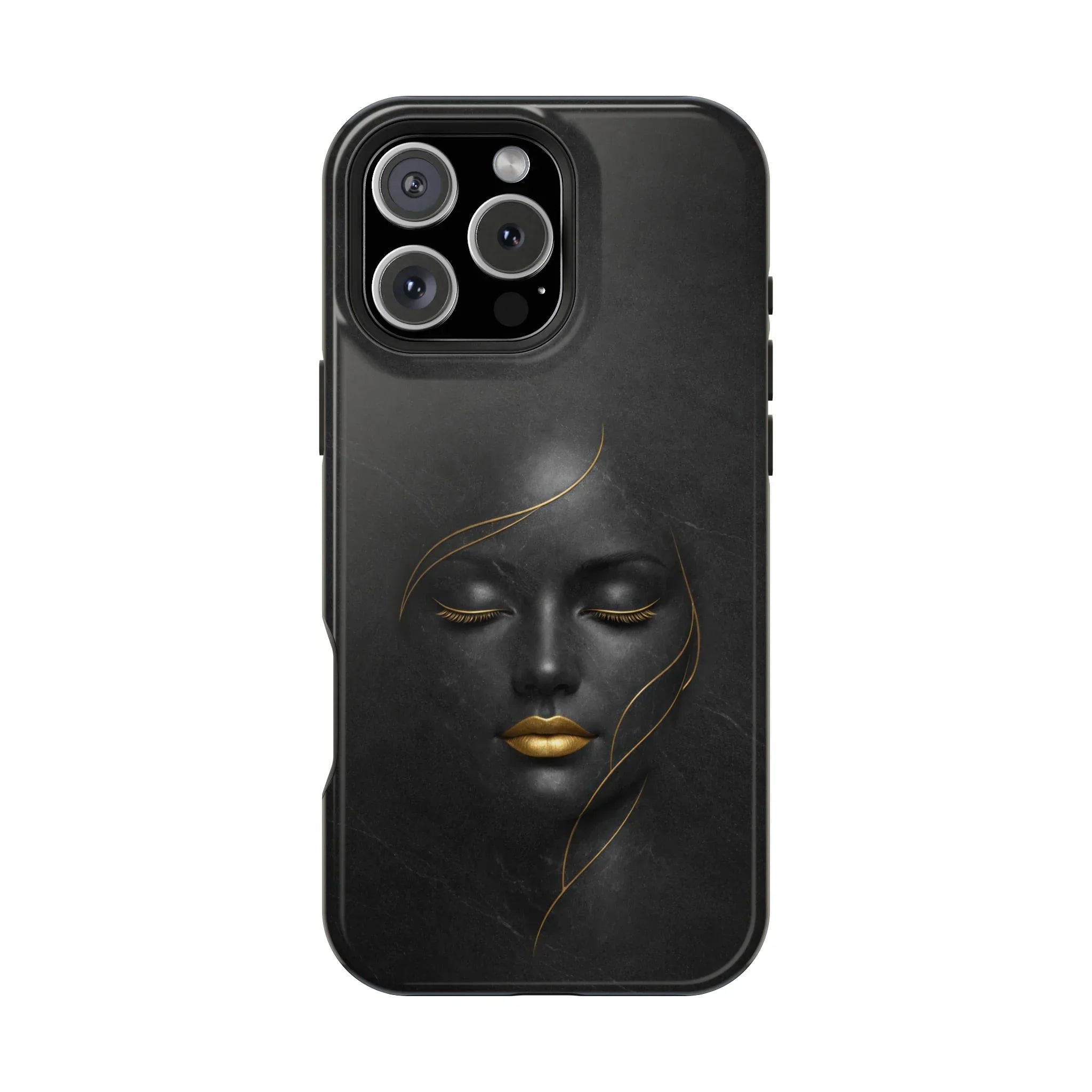 Black Gold Face Phone Case for iPhone 13-17 - KARARMDESIGN