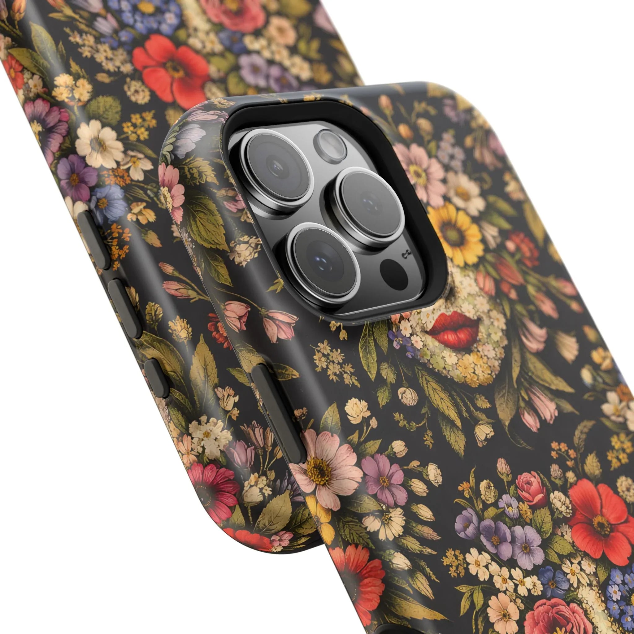Vintage Flower Face Phone Case for iPhone 13-17 - KARARMDESIGN