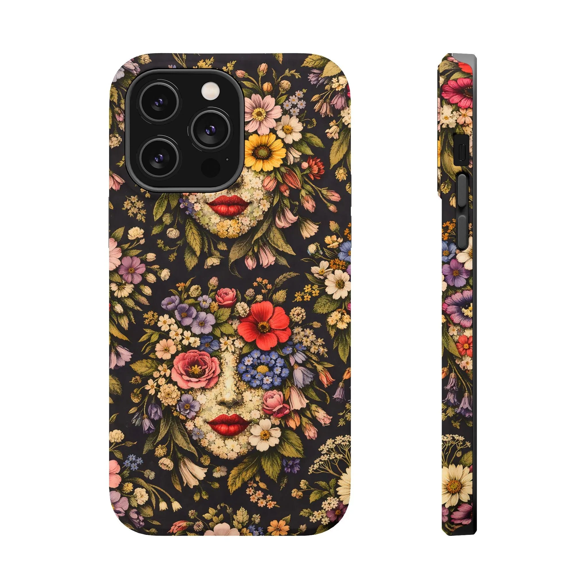 Vintage Flower Face Phone Case for iPhone 13-17 - KARARMDESIGN