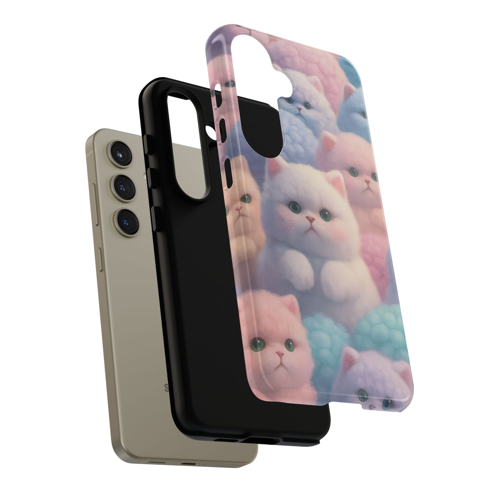 Pastel Kitten Phone Case for iPhone 8-17 and Samsung Galaxy S10-S25 Models - KARARMDESIGN