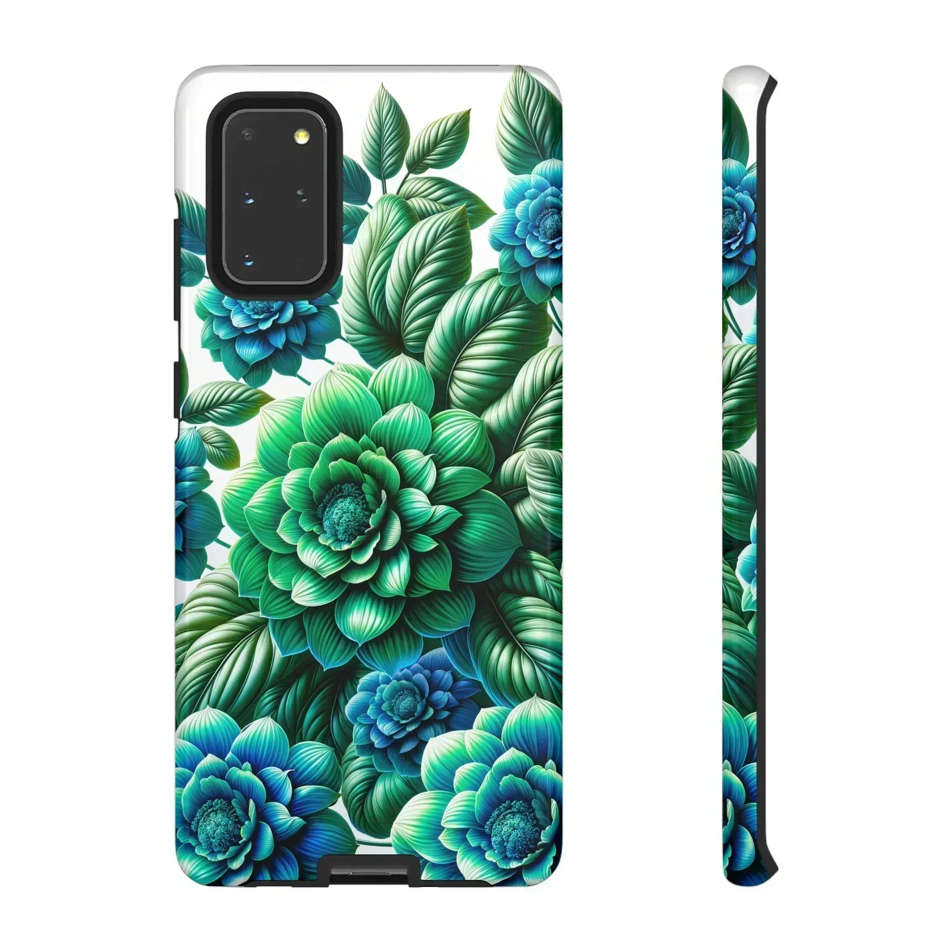 Green and Blue Floral Phone Case for Galaxy S10-S25 - KARARMDESIGN