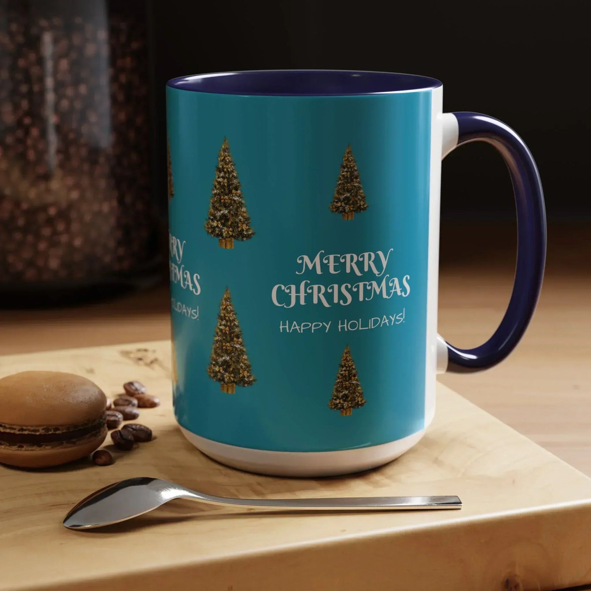 Merry Christmas and Happy Holidays Mug - Accent Coffee Mug (11, 15oz) - KARARMDESIGN