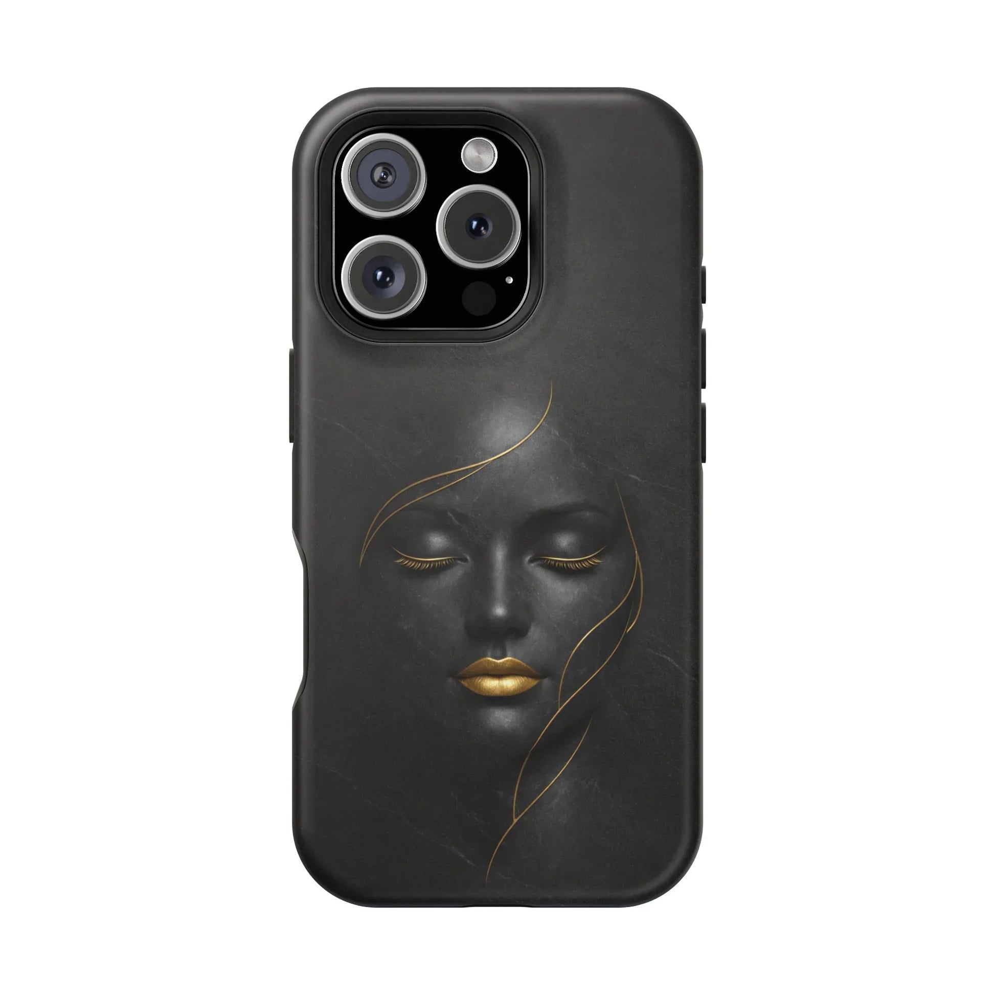 Black Gold Face Phone Case for iPhone 13-17 - KARARMDESIGN