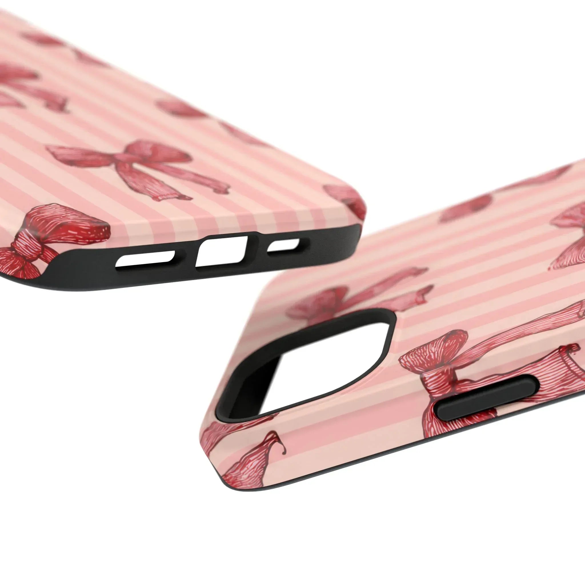 Red Bow Stripe Phone Case for iPhone 11-17 & Galaxy S21-S22 - KARARMDESIGN