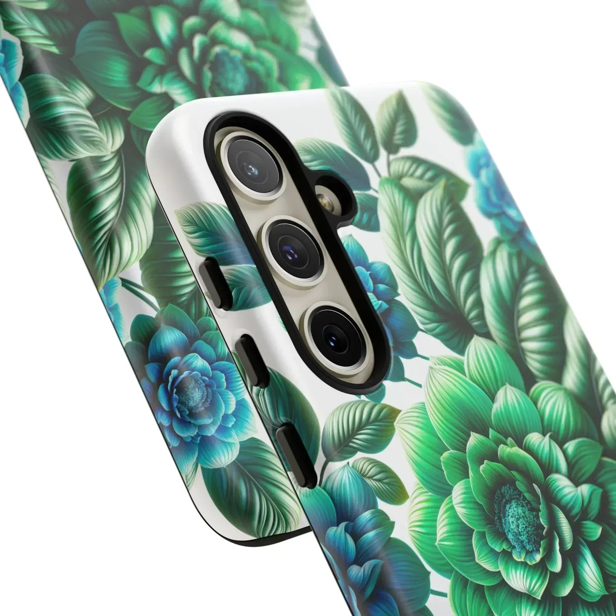 Green and Blue Floral Phone Case for Galaxy S10-S25 - KARARMDESIGN