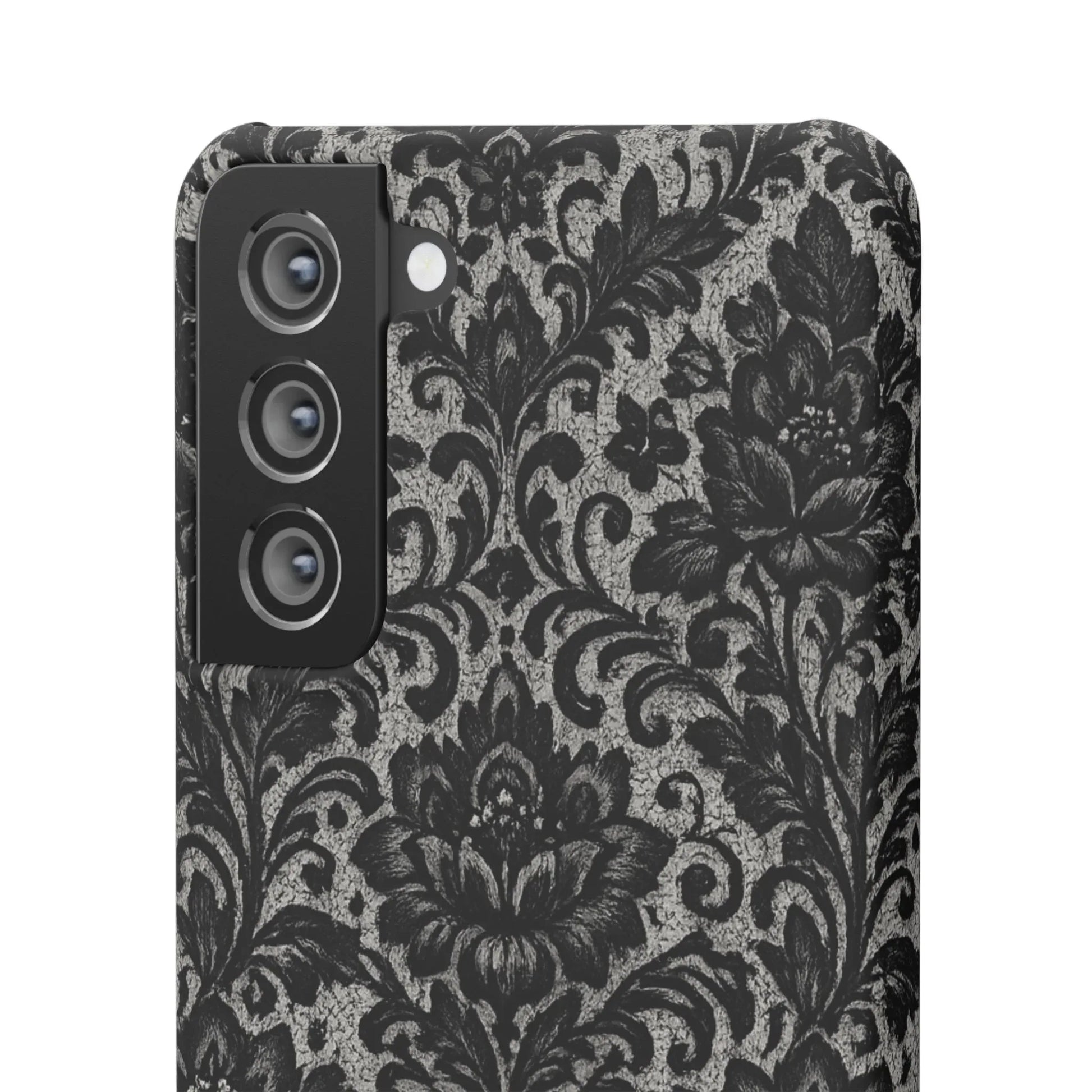 Black Damask Floral Phone Case for iPhone 11-17 and Galaxy S20-S25 - KARARMDESIGN