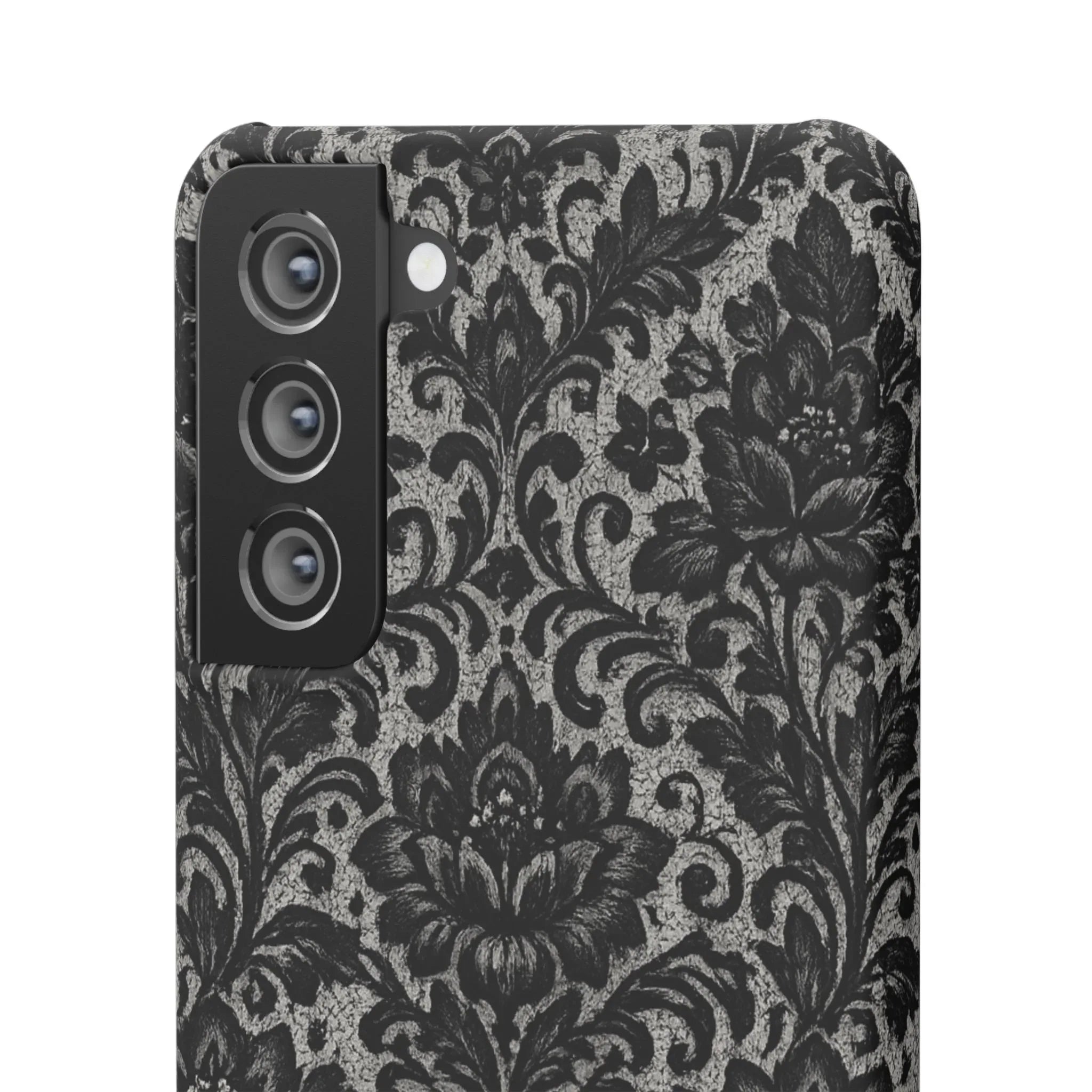 Black Damask Floral Phone Case for iPhone 11-17 and Galaxy S20-S25 - KARARMDESIGN