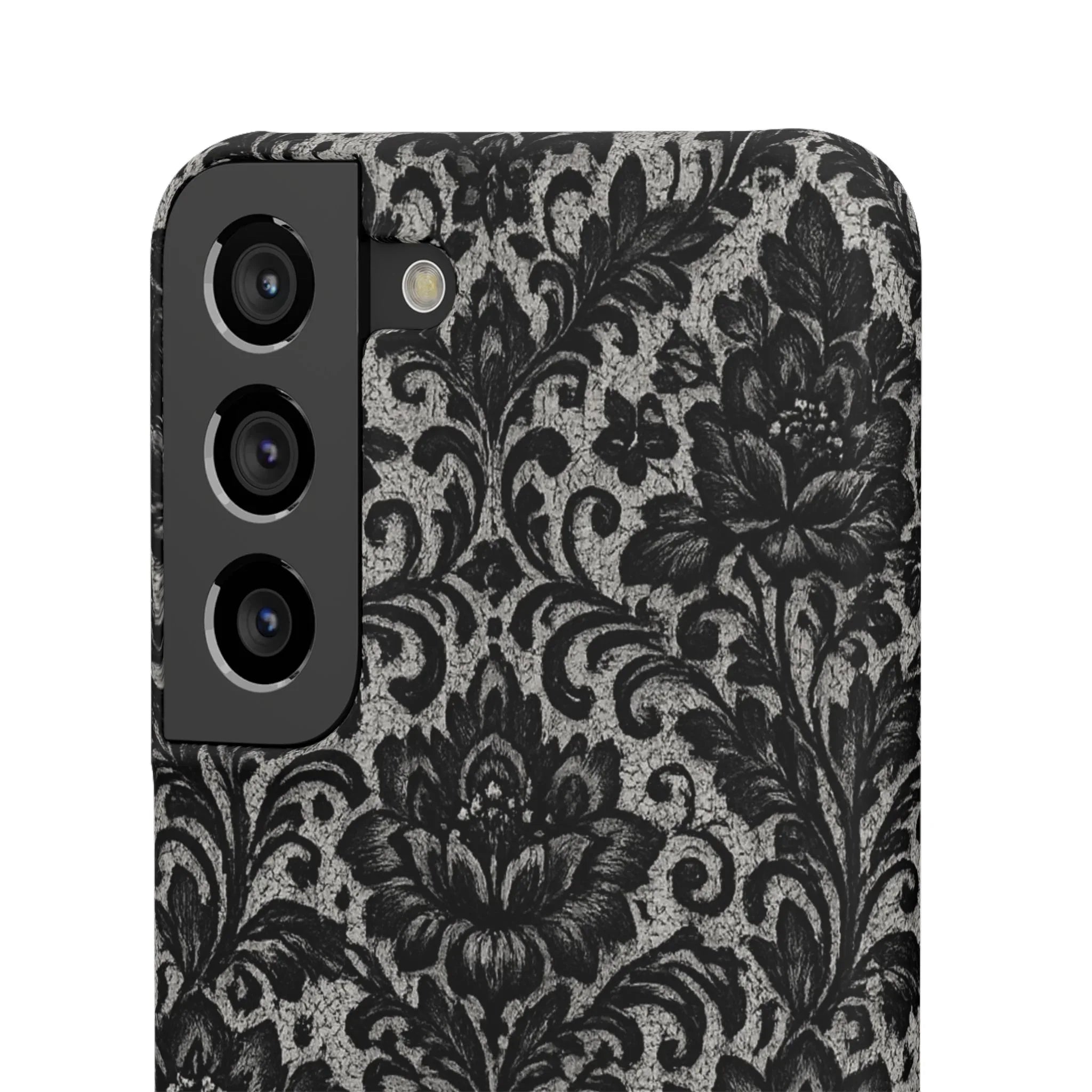 Black Damask Floral Phone Case for iPhone 11-17 and Galaxy S20-S25 - KARARMDESIGN