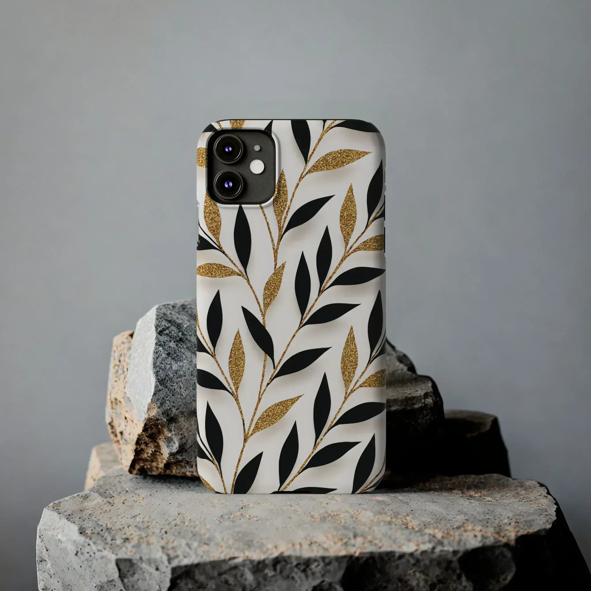 Botanical Gold Leaf Phone Case for iPhone 11-17 - KARARMDESIGN