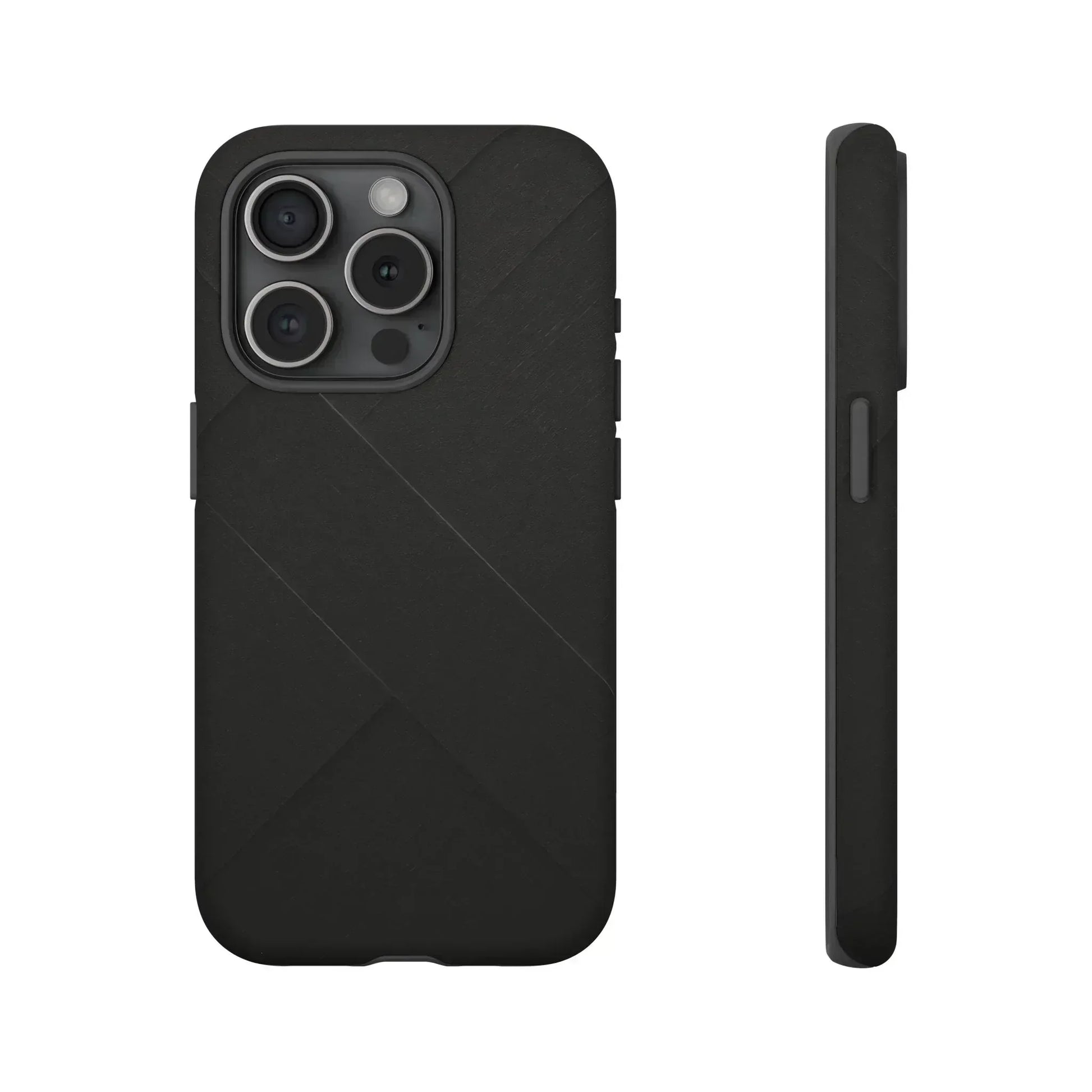 Matte Black Diagonal Line Phone Case for iPhone 8-16 and Galaxy S10-S25 - KARARMDESIGN