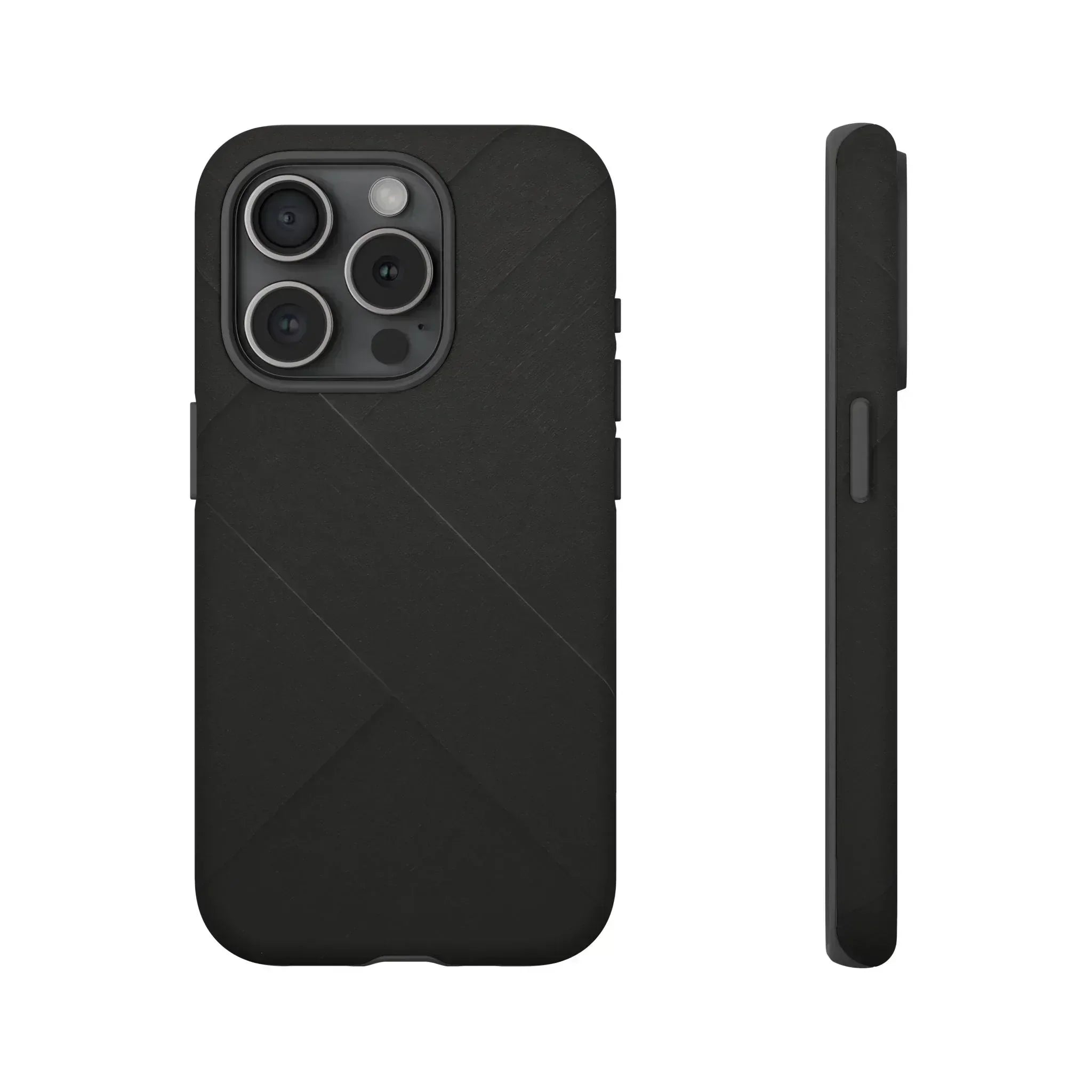 Matte Black Diagonal Line Phone Case for iPhone 8-16 and Galaxy S10-S25 - KARARMDESIGN