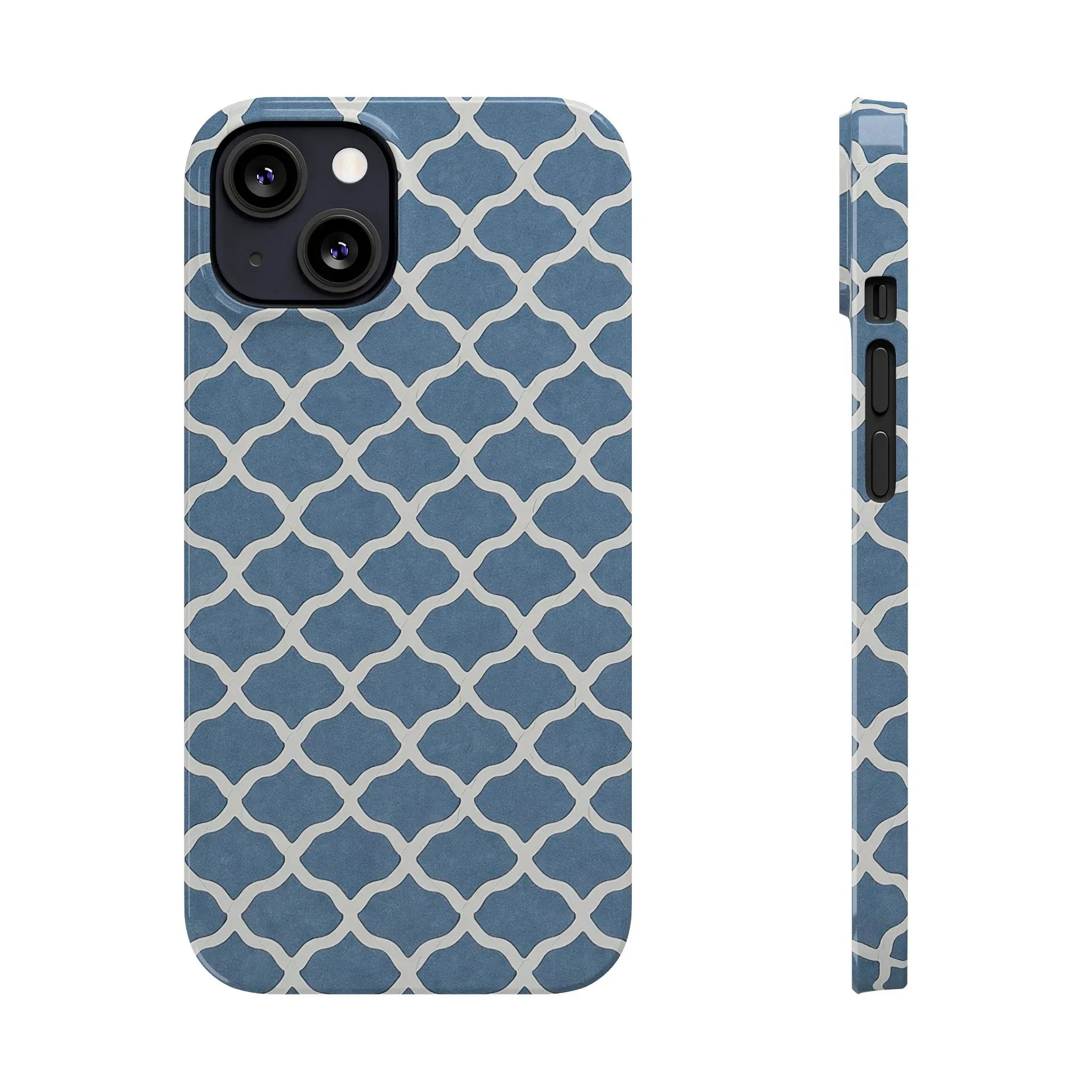 Azure Lattice Pattern Phone Case Slim Phone Cases for iPhone 11-17 - KARARMDESIGN