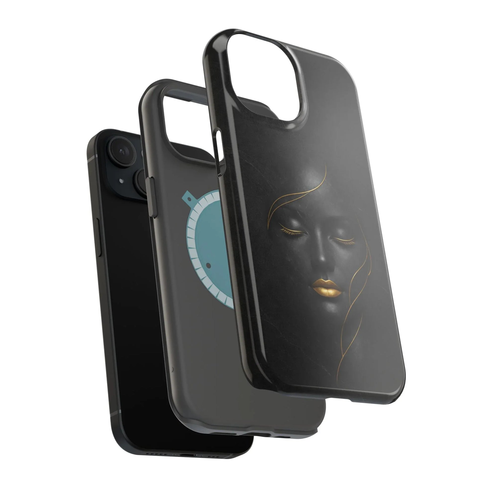 Black Gold Face Phone Case for iPhone 13-17 - KARARMDESIGN
