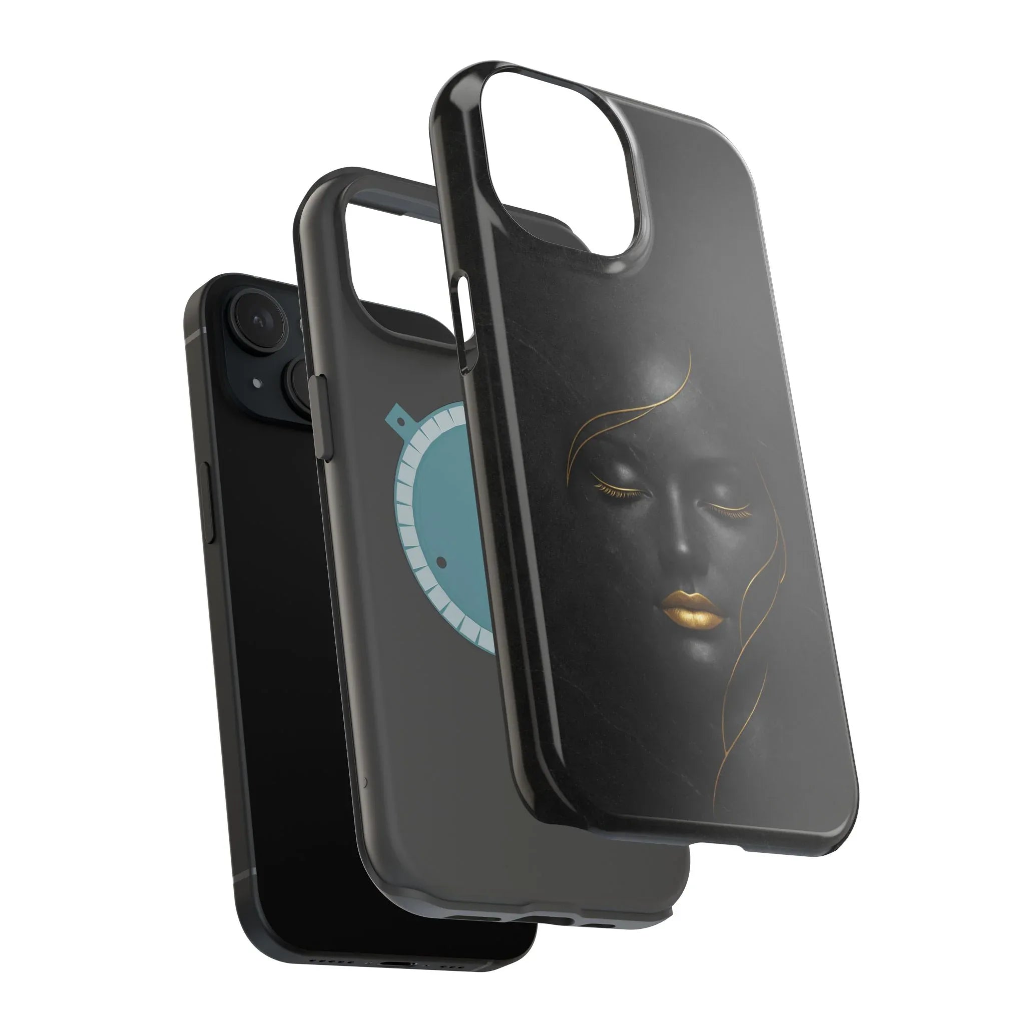 Black Gold Face Phone Case for iPhone 13-17 - KARARMDESIGN
