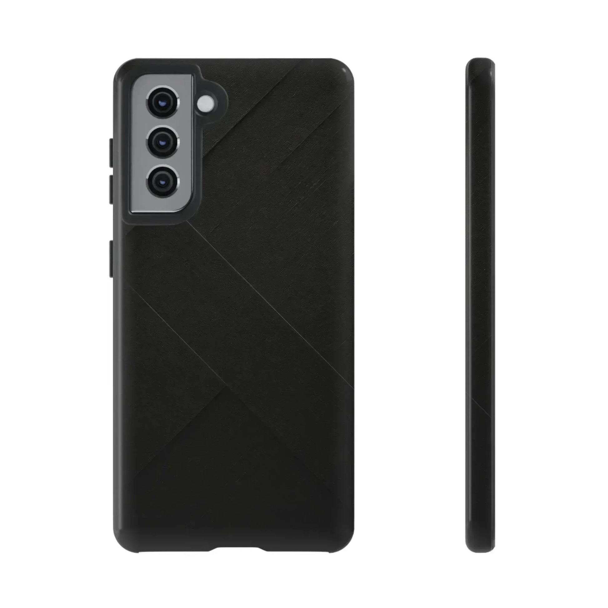 Matte Black Diagonal Line Phone Case for iPhone 8-16 and Galaxy S10-S25 - KARARMDESIGN