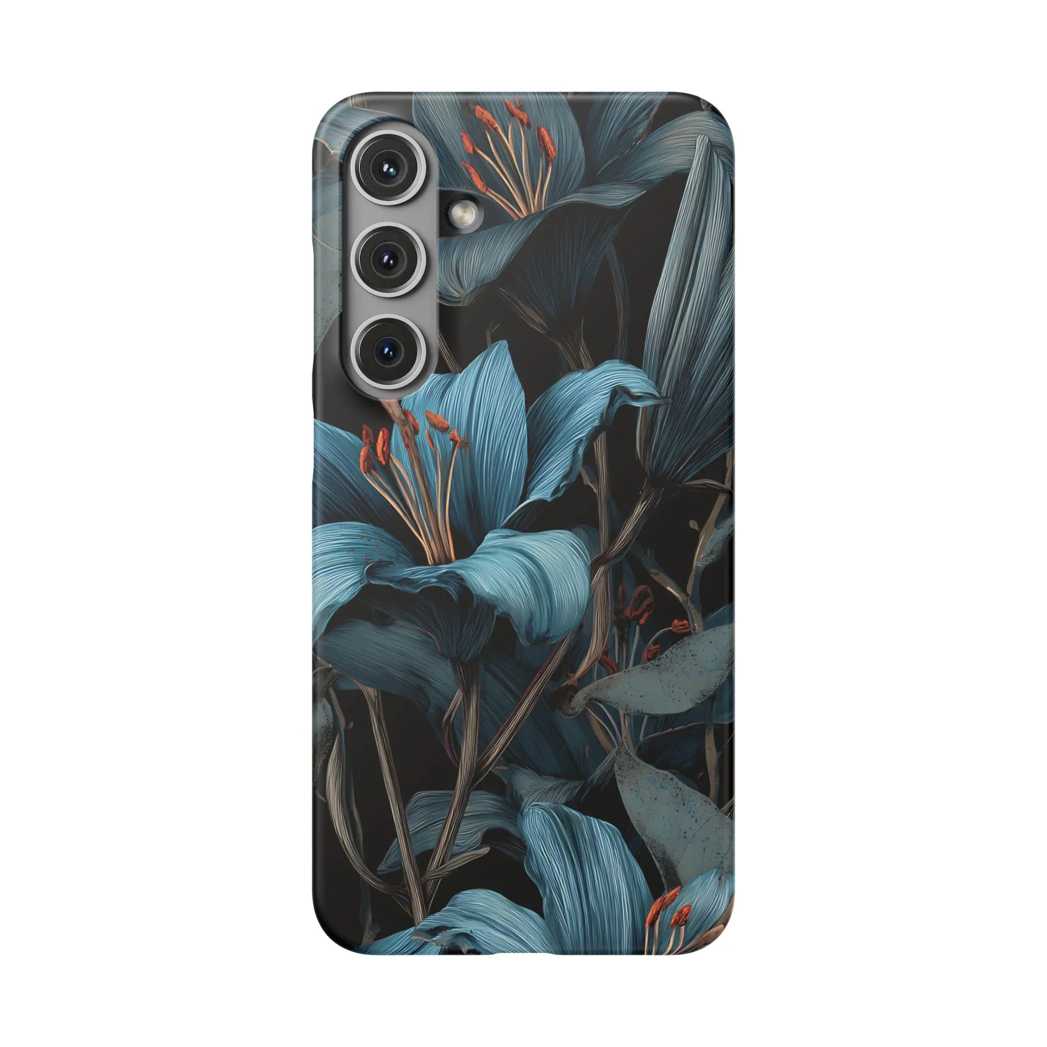 Blue Lily Floral Phone Case for iPhone 11-17 and Galaxy S20-S25 - KARARMDESIGN