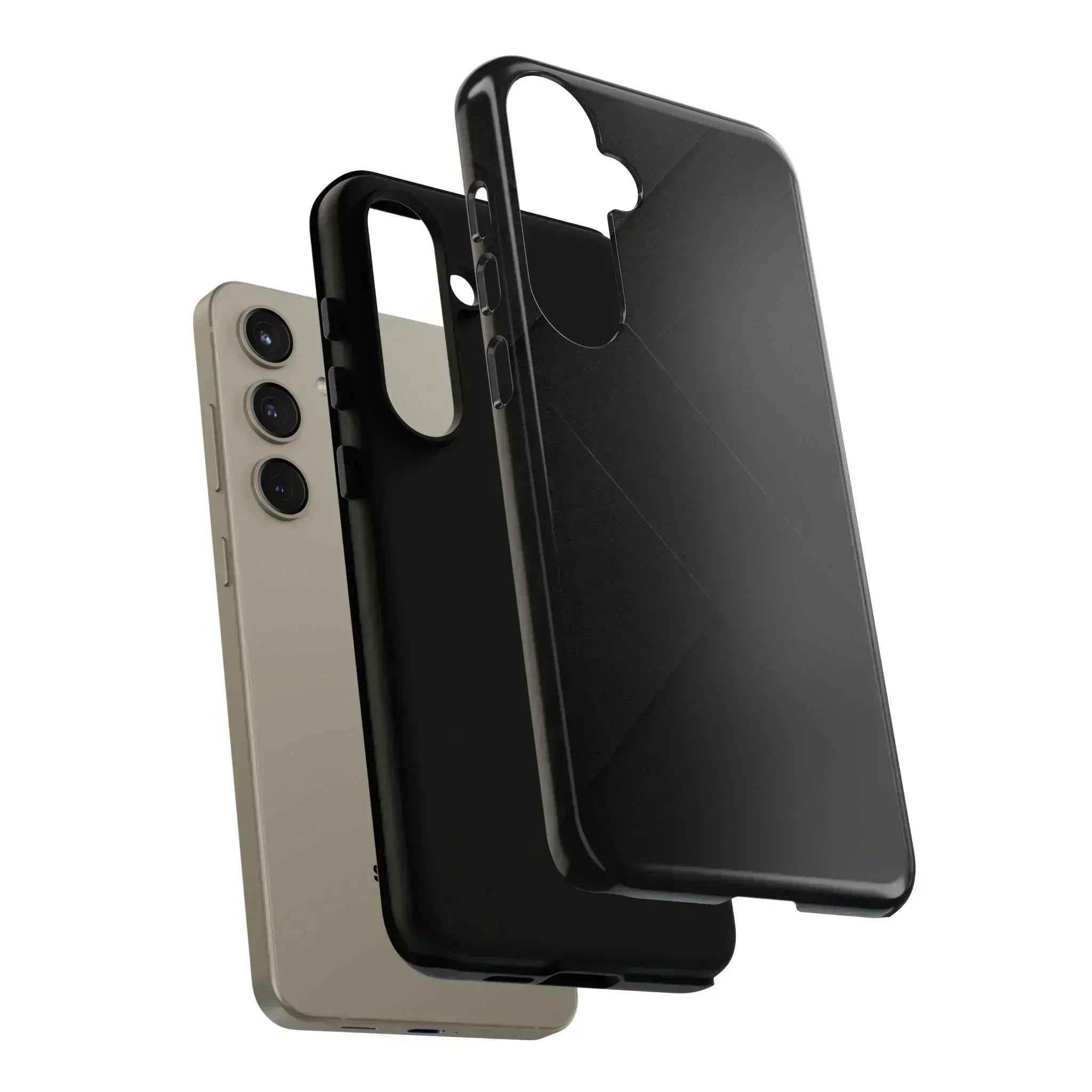 Matte Black Diagonal Line Phone Case for iPhone 8-16 and Galaxy S10-S25 - KARARMDESIGN