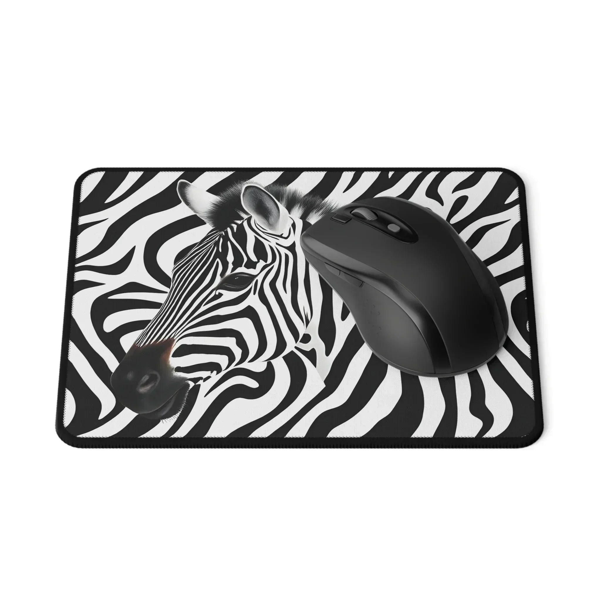 Zebra Print Non-Slip Gaming Mouse Pad – Black and White Animal Pattern with Realistic Detail - KARARMDESIGN