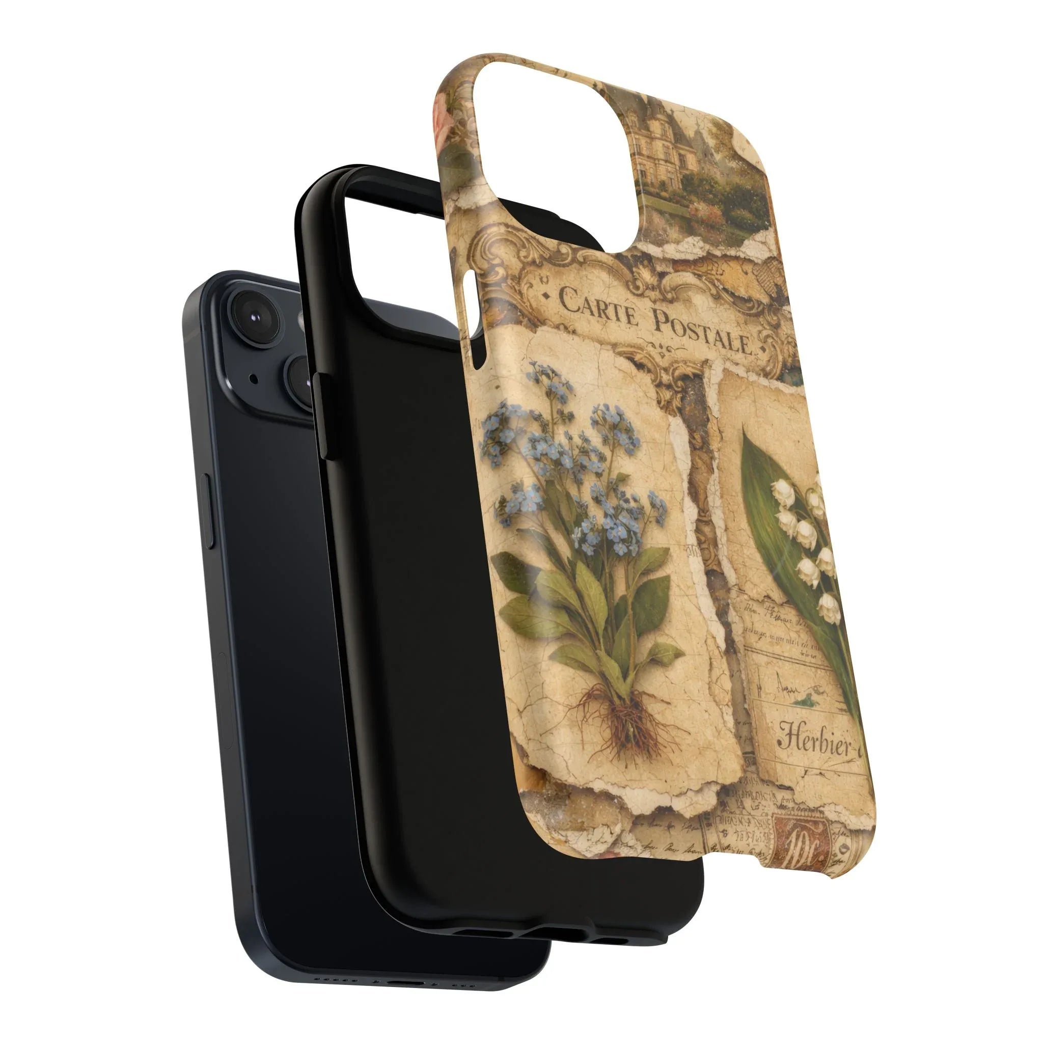 Vintage Botanical Postcard Phone Case for iPhone 13-17 - KARARMDESIGN