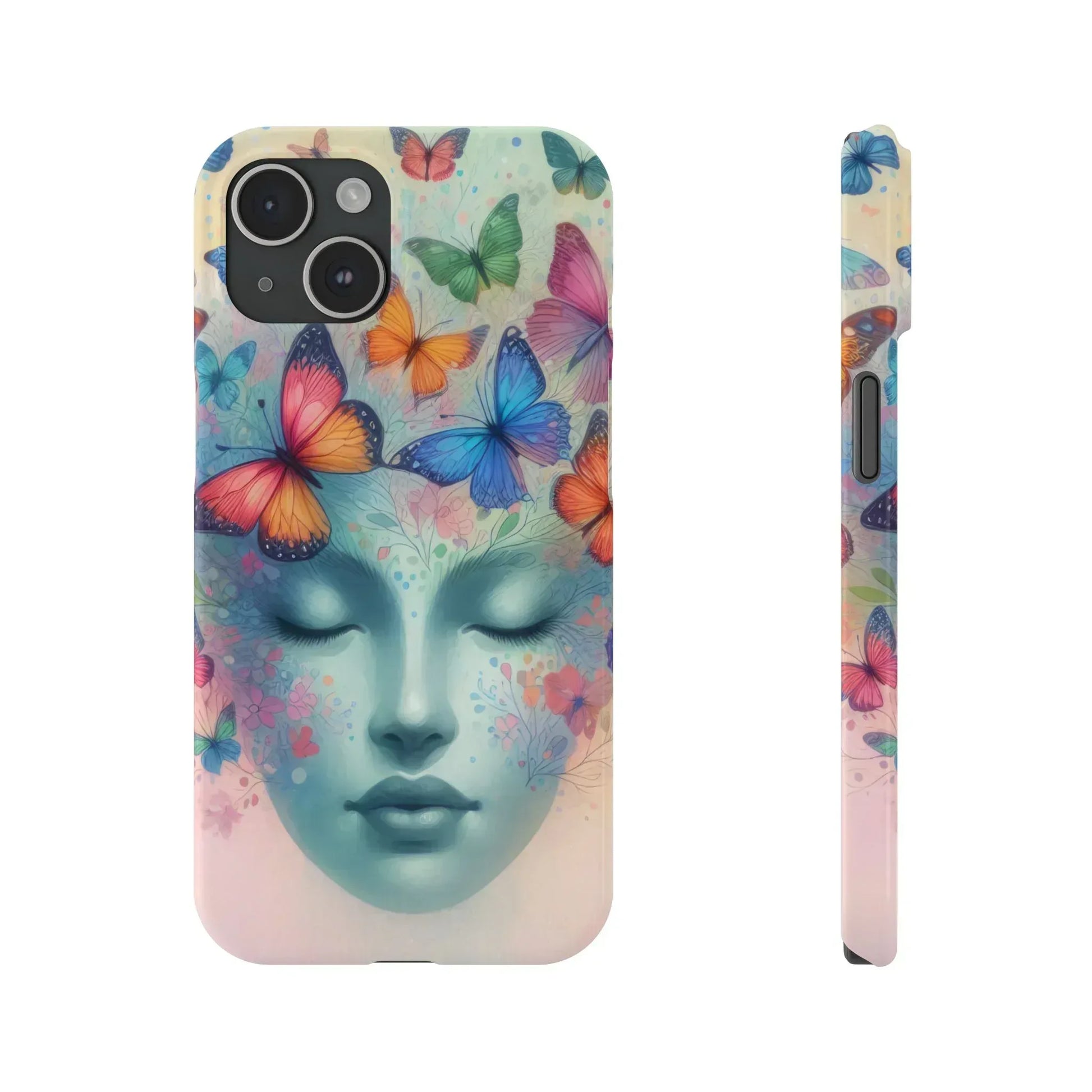 Butterfly Bloom Dreamy Woman Phone Case for iPhone - KARARMDESIGN