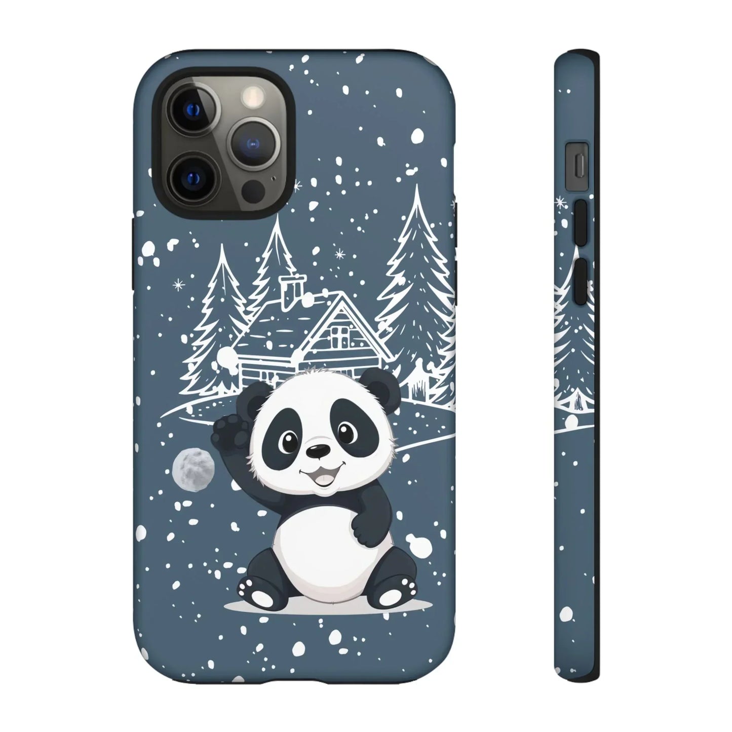Cute Panda in a Winter Wonderland Phone Case for iPhone 8-16 Models - KarArmDesign