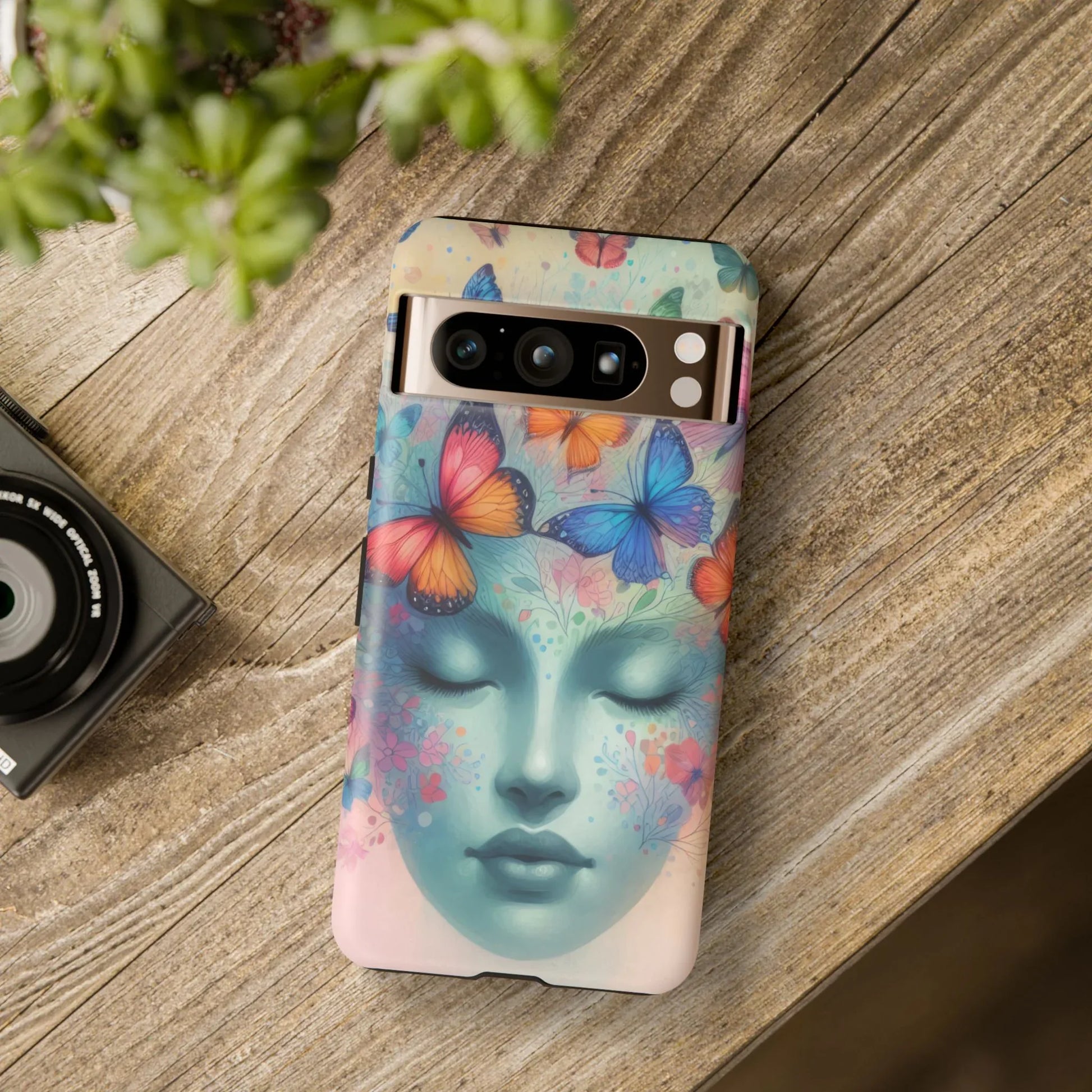 Butterfly Bloom Dreamy Woman Phone Case for Galaxy and Pixel - KARARMDESIGN