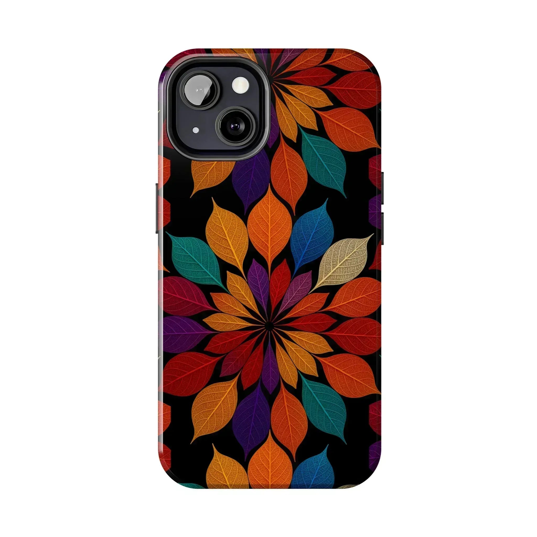Leaf Mandala Phone Case for iPhone 11-16 and Galaxy S21-S24 - KARARMDESIGN