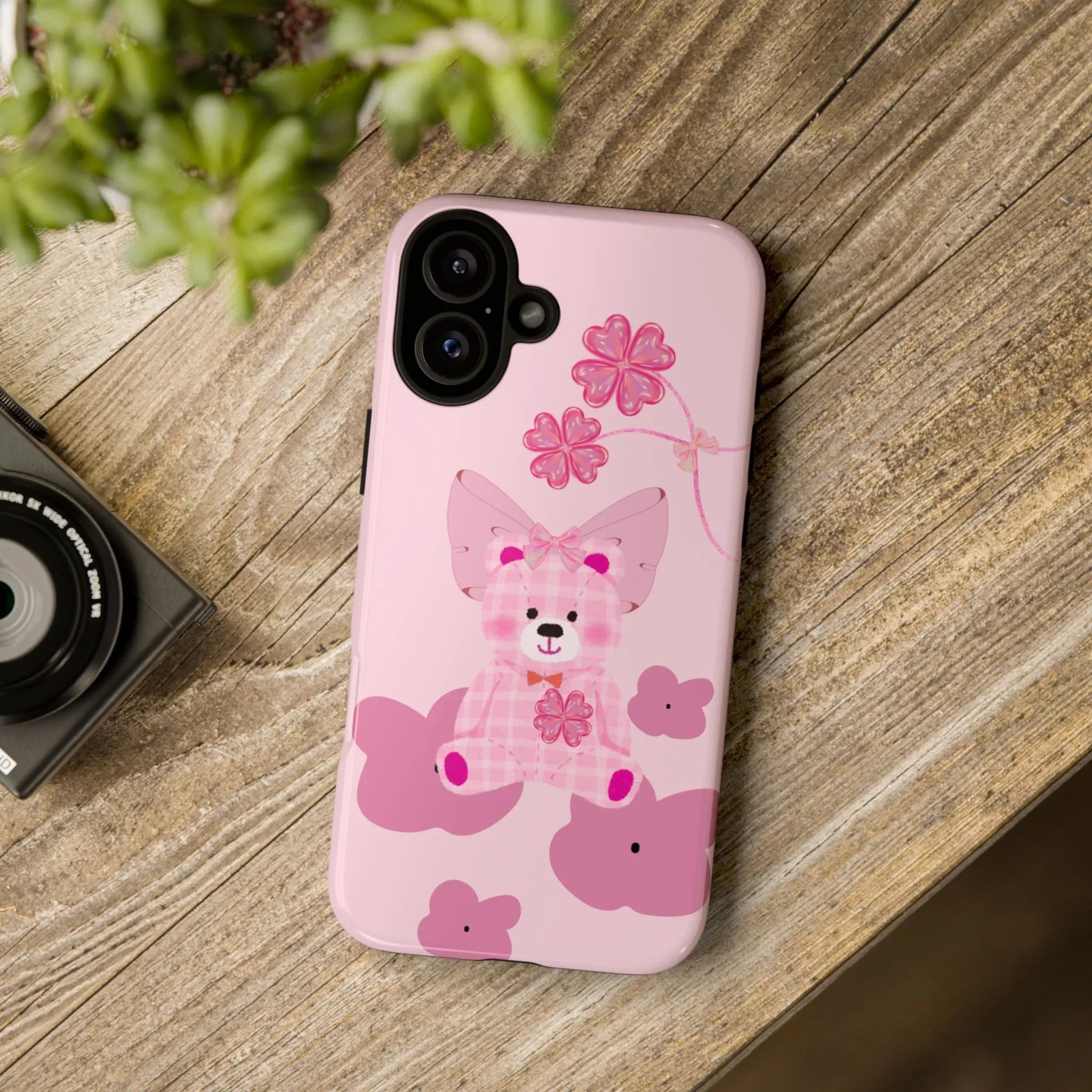 Pink Teddy Bear Phone Cases for iPhone, Pixel and Galaxy - KARARMDESIGN