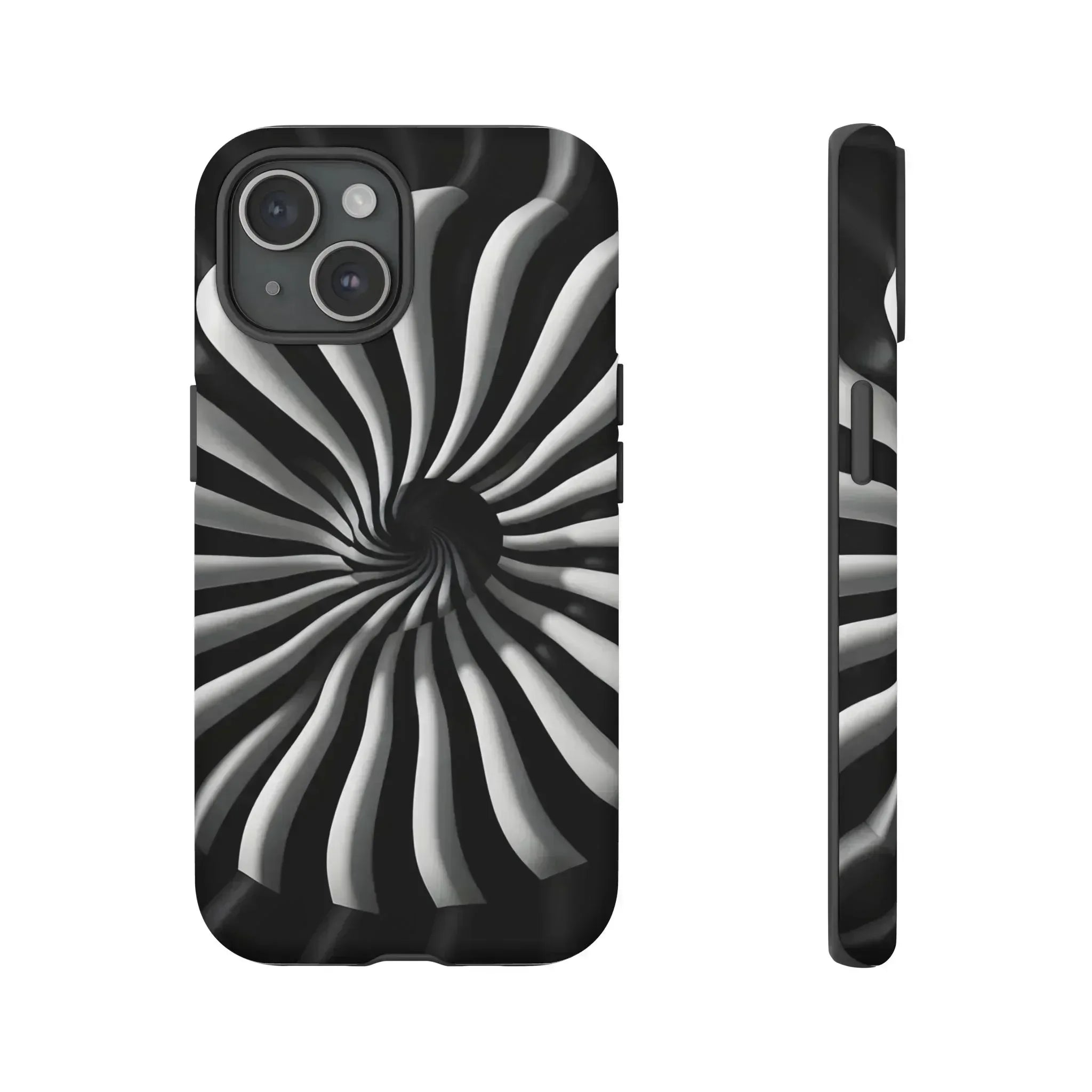 Hypnotic Black and White Spiral Phone Case for iPhone & Galaxy - KARARMDESIGN