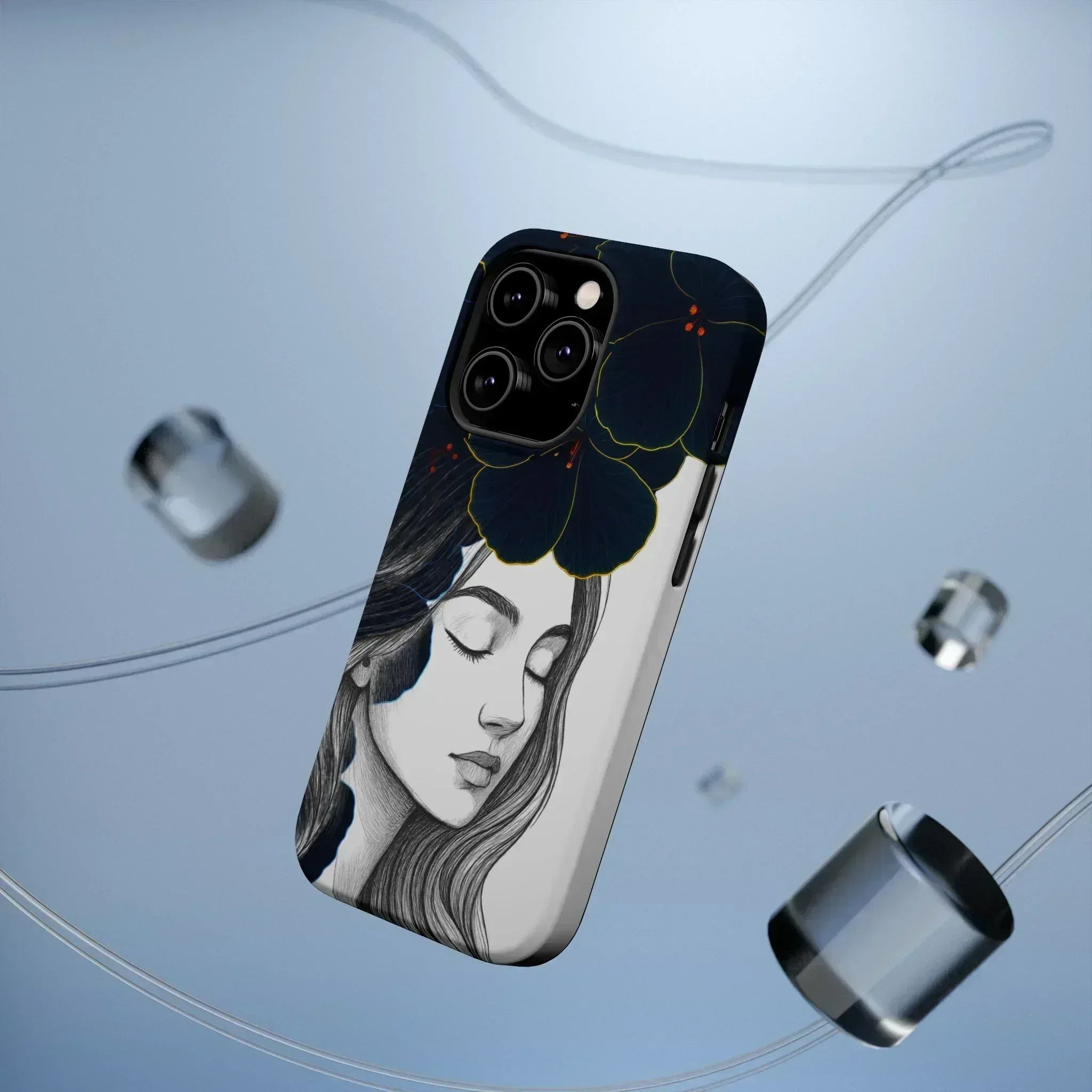 Dark Floral Elegance Phone Case for iPhone 13-16 - KARARMDESIGN