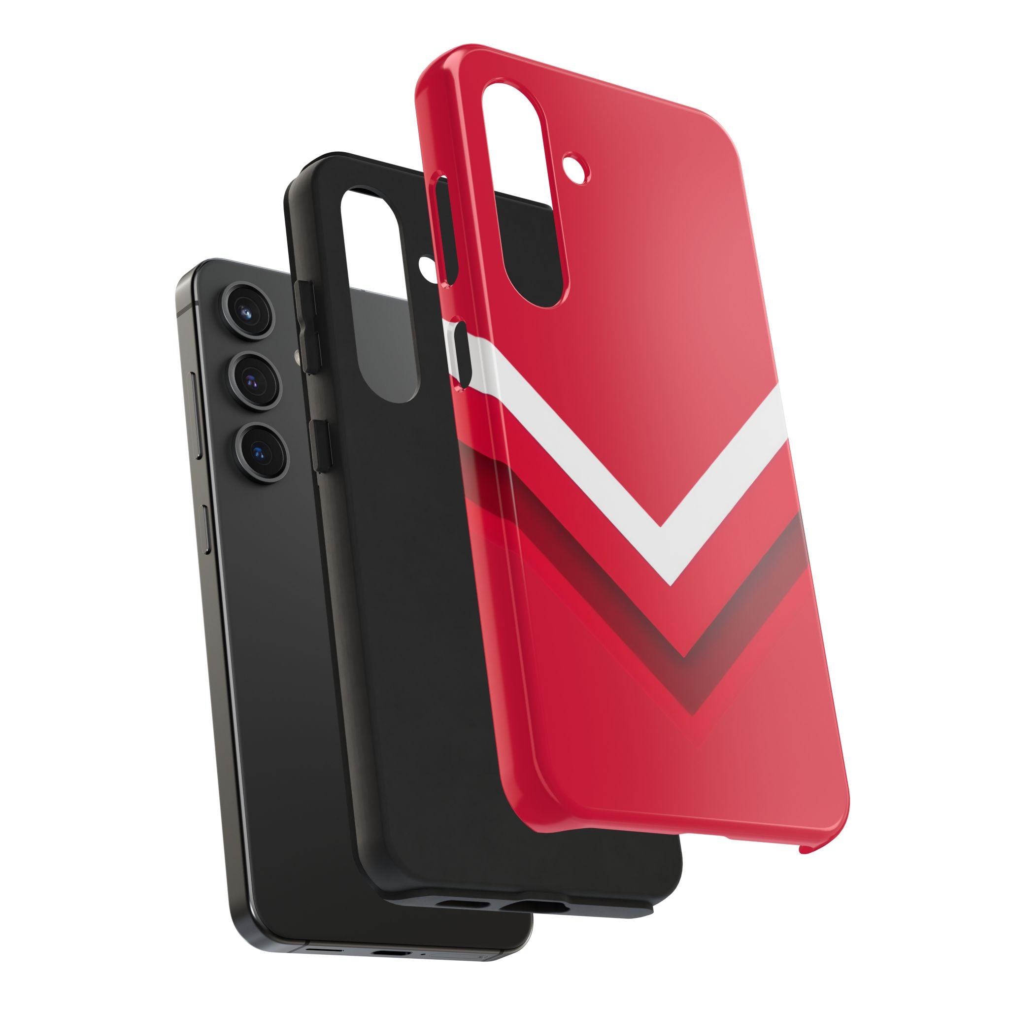 Red Chevron Armor Phone Case for iPhone 11–16 & Galaxy S21–S24